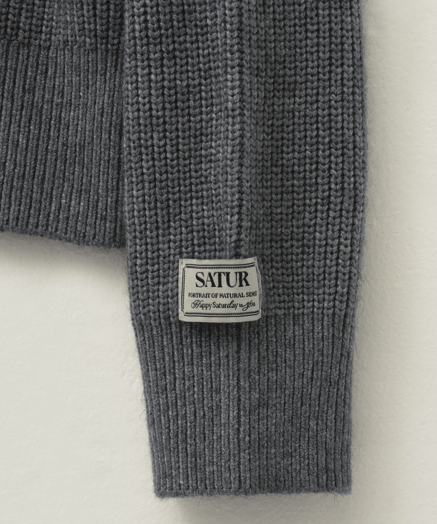 MUSINSA | SATUR Button up sailor half knit zip-up charcoal