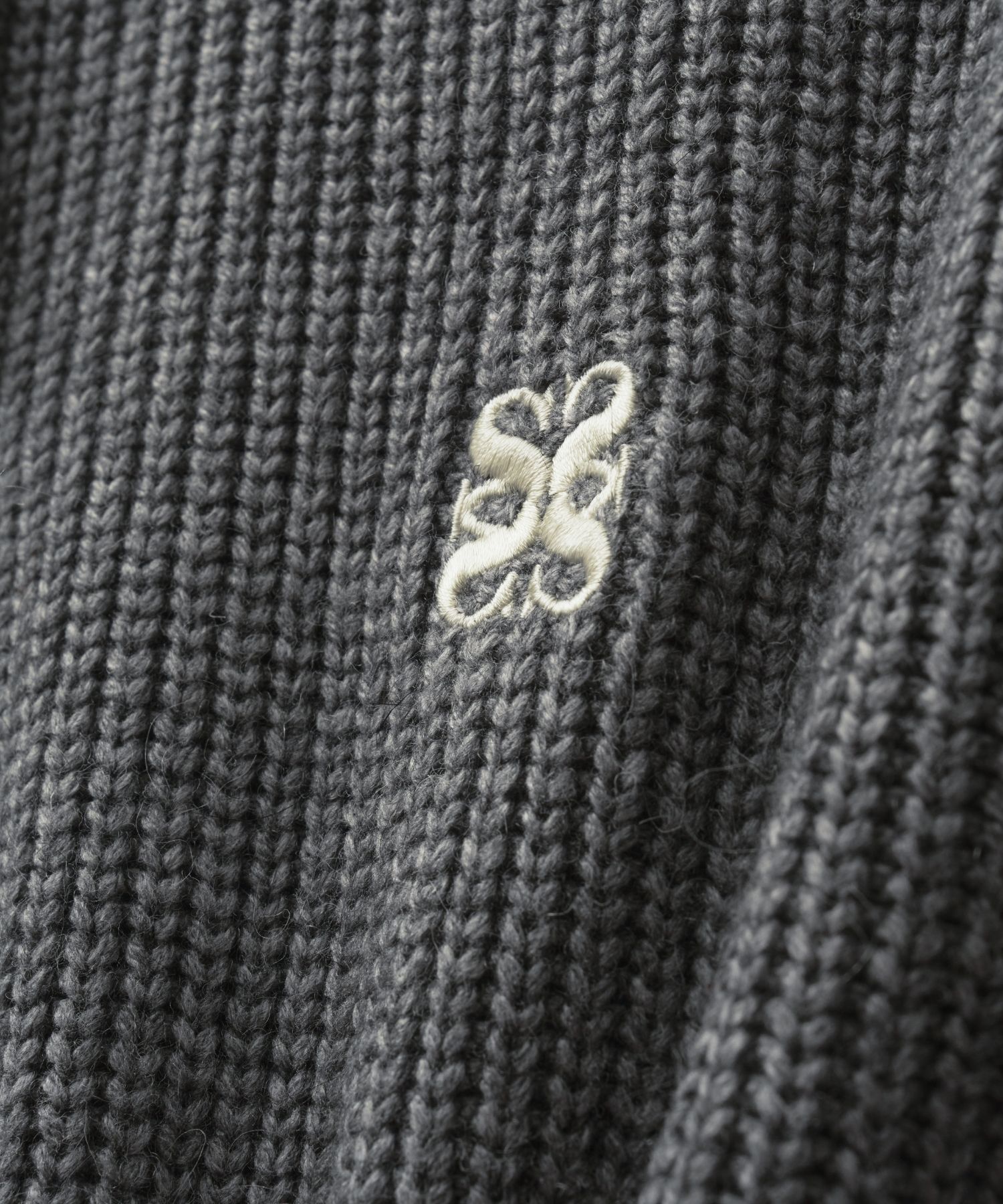MUSINSA | SATUR Button up sailor half knit zip-up charcoal