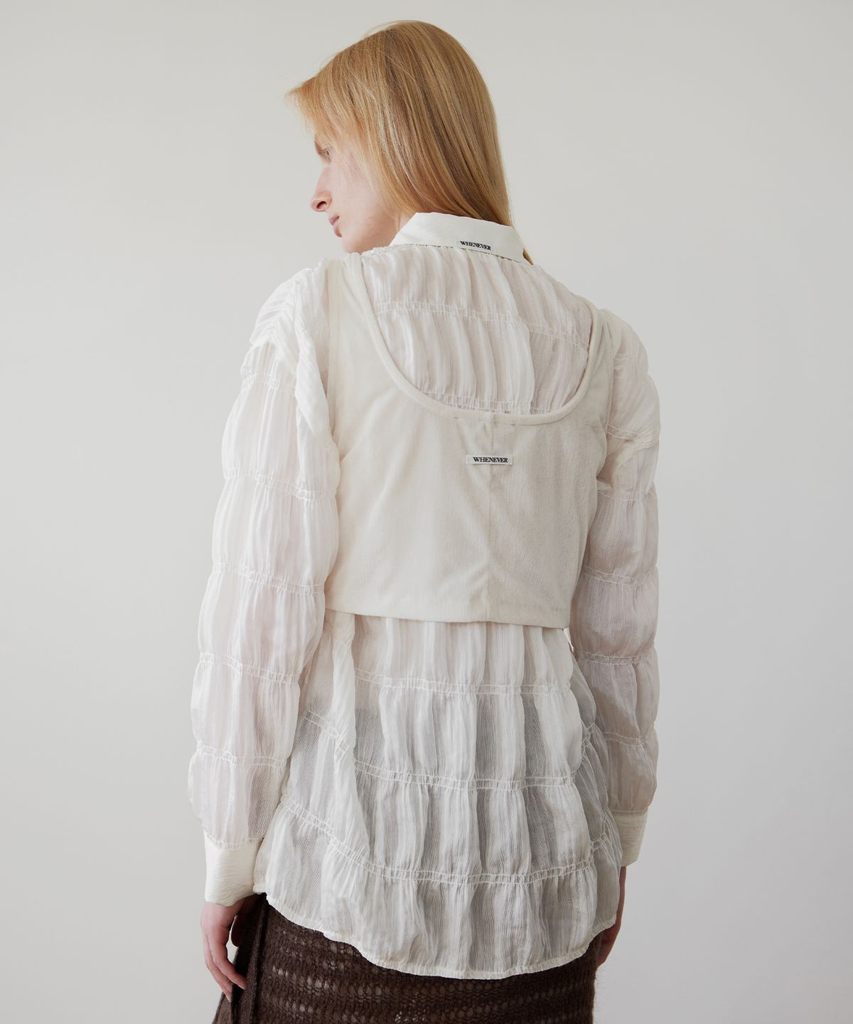 르바(LEVAR) Brush Velvet Layered Bustier - Cream