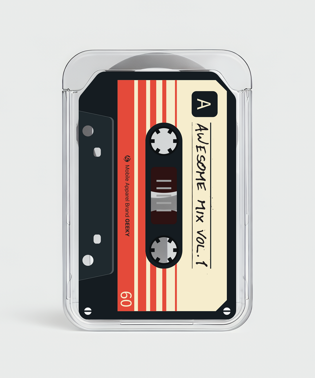 기키(GEEKY) 맥세이프 카드지갑 홀더 Cassette tape 2장수납 투명카드케이스