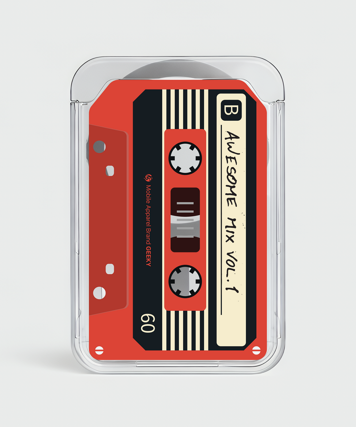 기키(GEEKY) 맥세이프 카드지갑 홀더 Cassette tape 2장수납 투명카드케이스