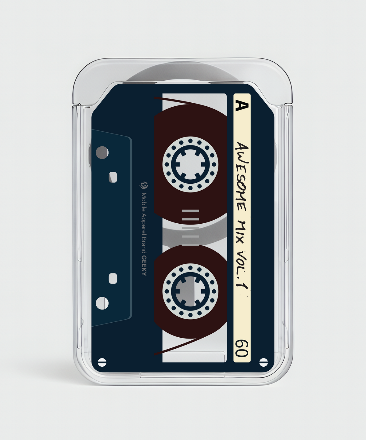 기키(GEEKY) 맥세이프 카드지갑 홀더 Cassette tape 2장수납 투명카드케이스