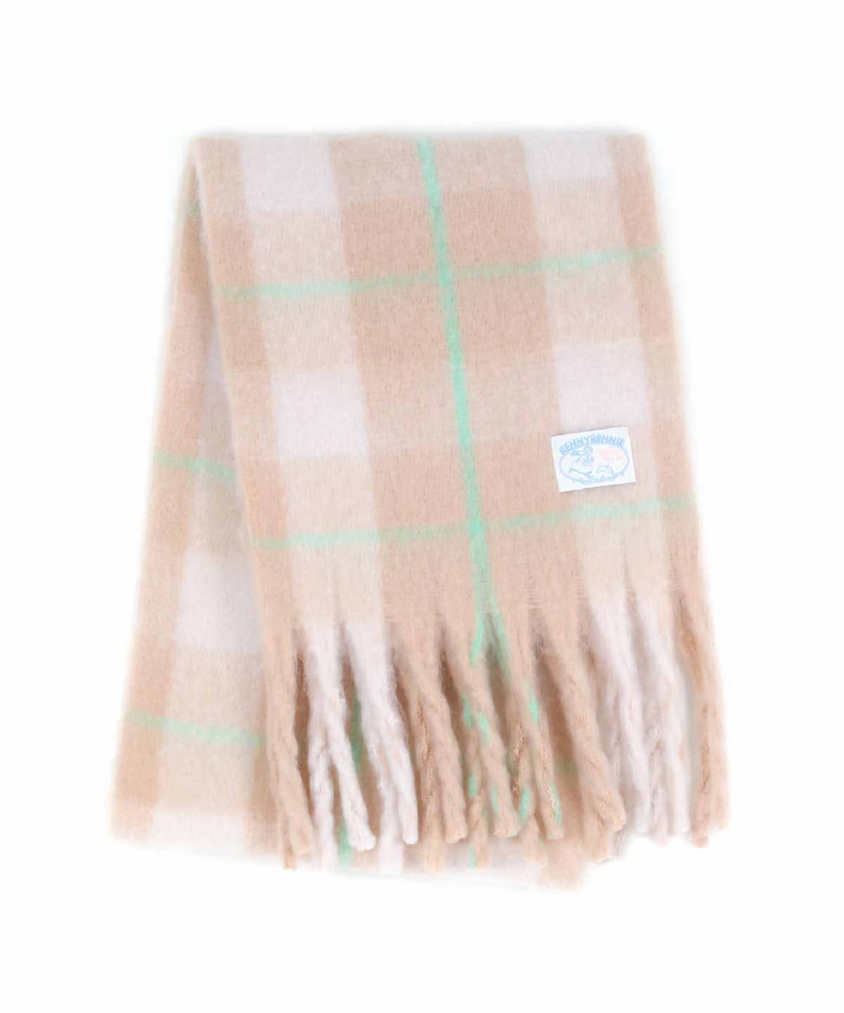 래니래니(RENNYRENNIE) FAIRY COTTON CHECK MUFFLER [EMERALD BEIGE] - FAIRY 코튼 체크 머플러 (M003EB)