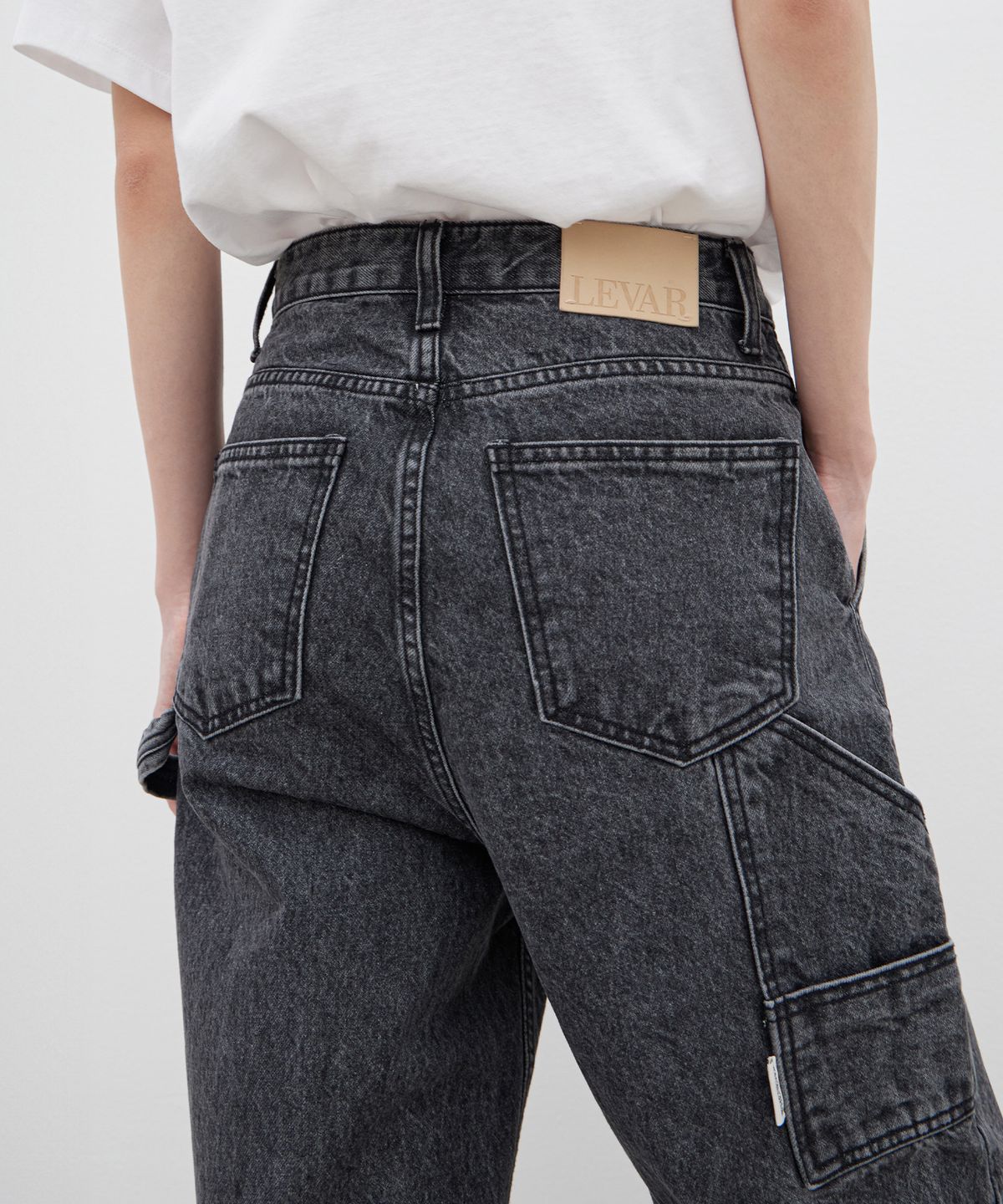 르바(LEVAR) Relaxed Carpenter Denim - Washed Grey