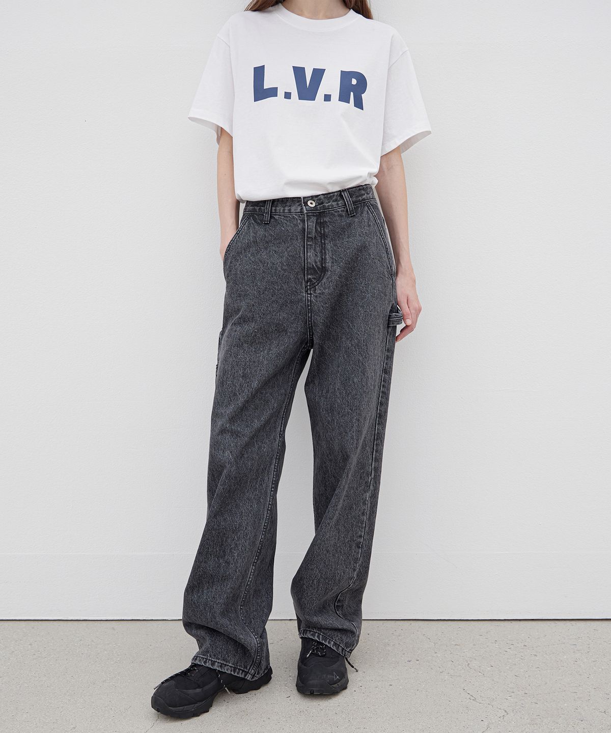 르바(LEVAR) Relaxed Carpenter Denim - Washed Grey