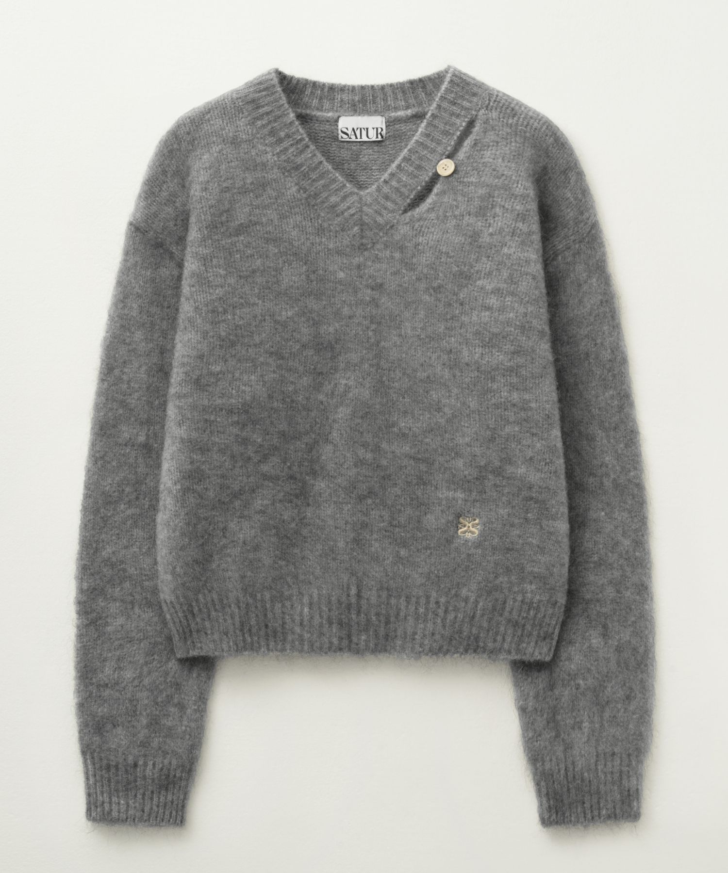 MUSINSA | SATUR Essen Two Tone Mohair Pullover Knit Melange Grey