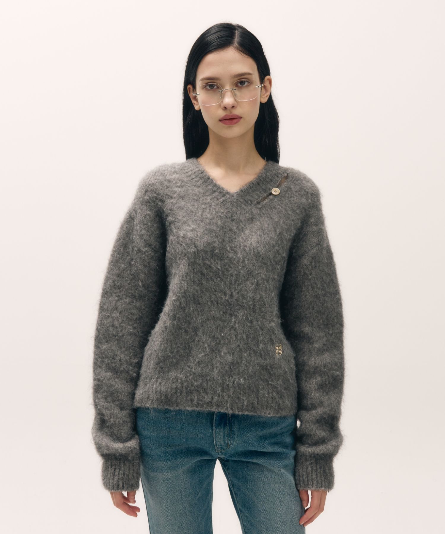★SATUR★Essen Two Tone Mohair Pullover Knit MUSINSA | SATUR Essen Two Tone Mohair Pullover Knit Melange Grey