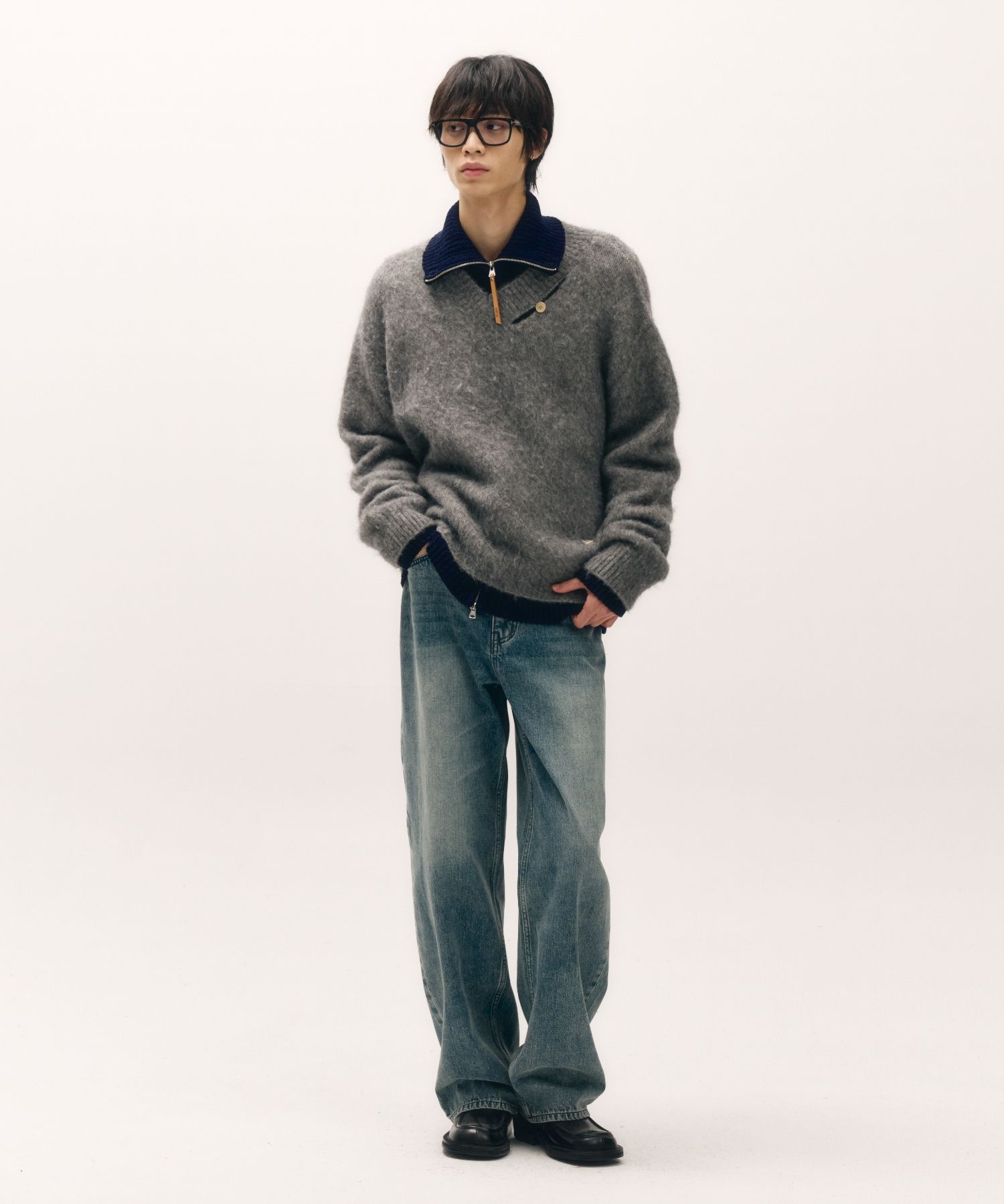 ◆SATUR◆ Essen Two Tone Mohair Pullover Knit Melange Gray S MUSINSA | SATUR Essen Two Tone Mohair Pullover Knit Melange Grey