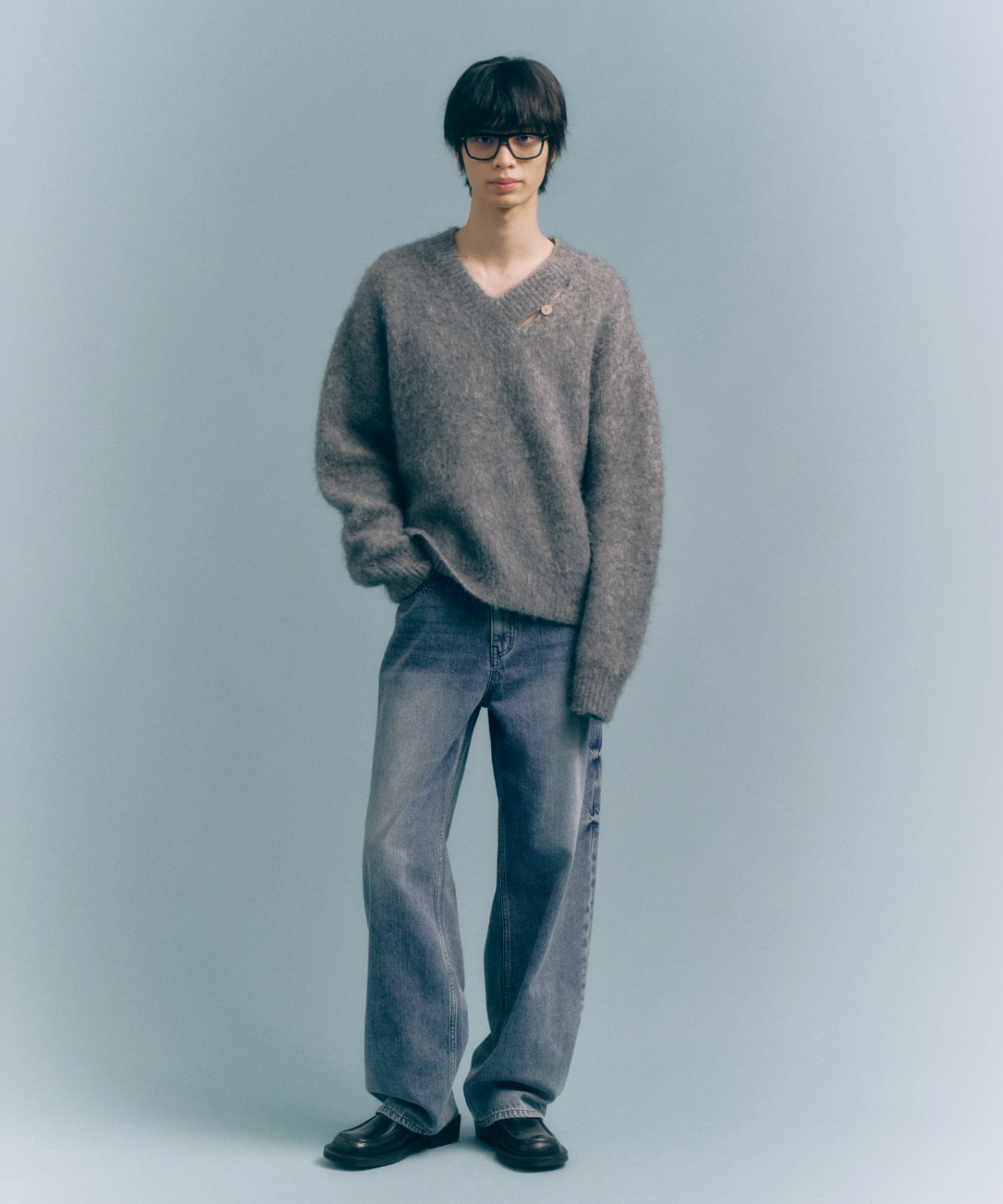 ◆SATUR◆ Essen Two Tone Mohair Pullover Knit Melange Gray S MUSINSA | SATUR Essen Two Tone Mohair Pullover Knit Melange Grey