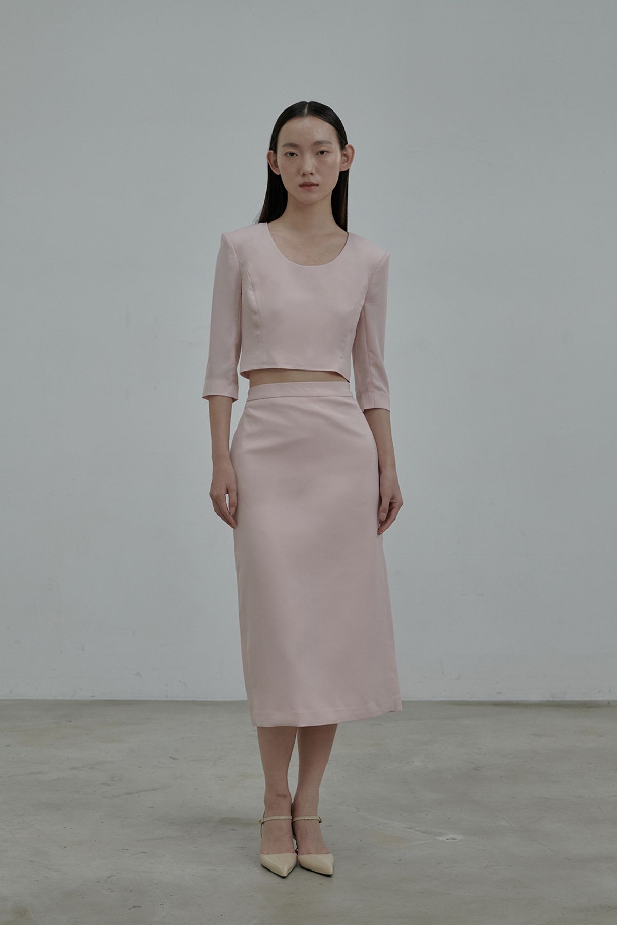 마우솔레움(MAU SOLEUM) Hourglass Long Skirt - Dusty Pink