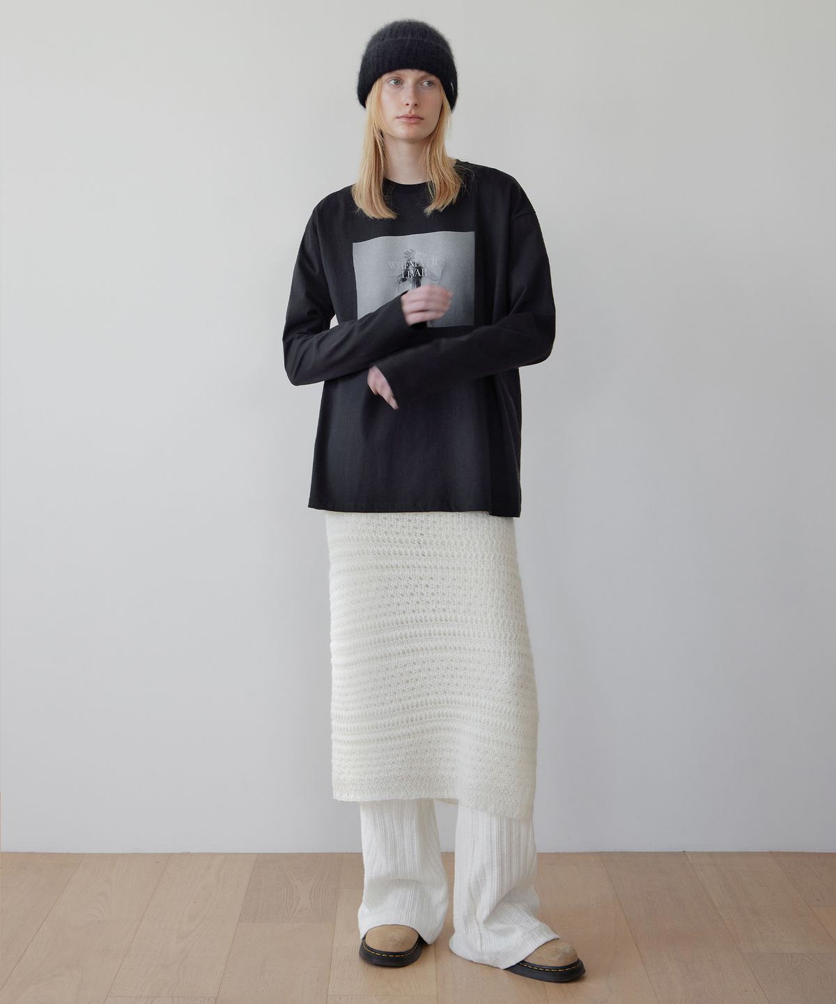 르바(LEVAR) Crepe Layered Slim Pants - Milky Cream
