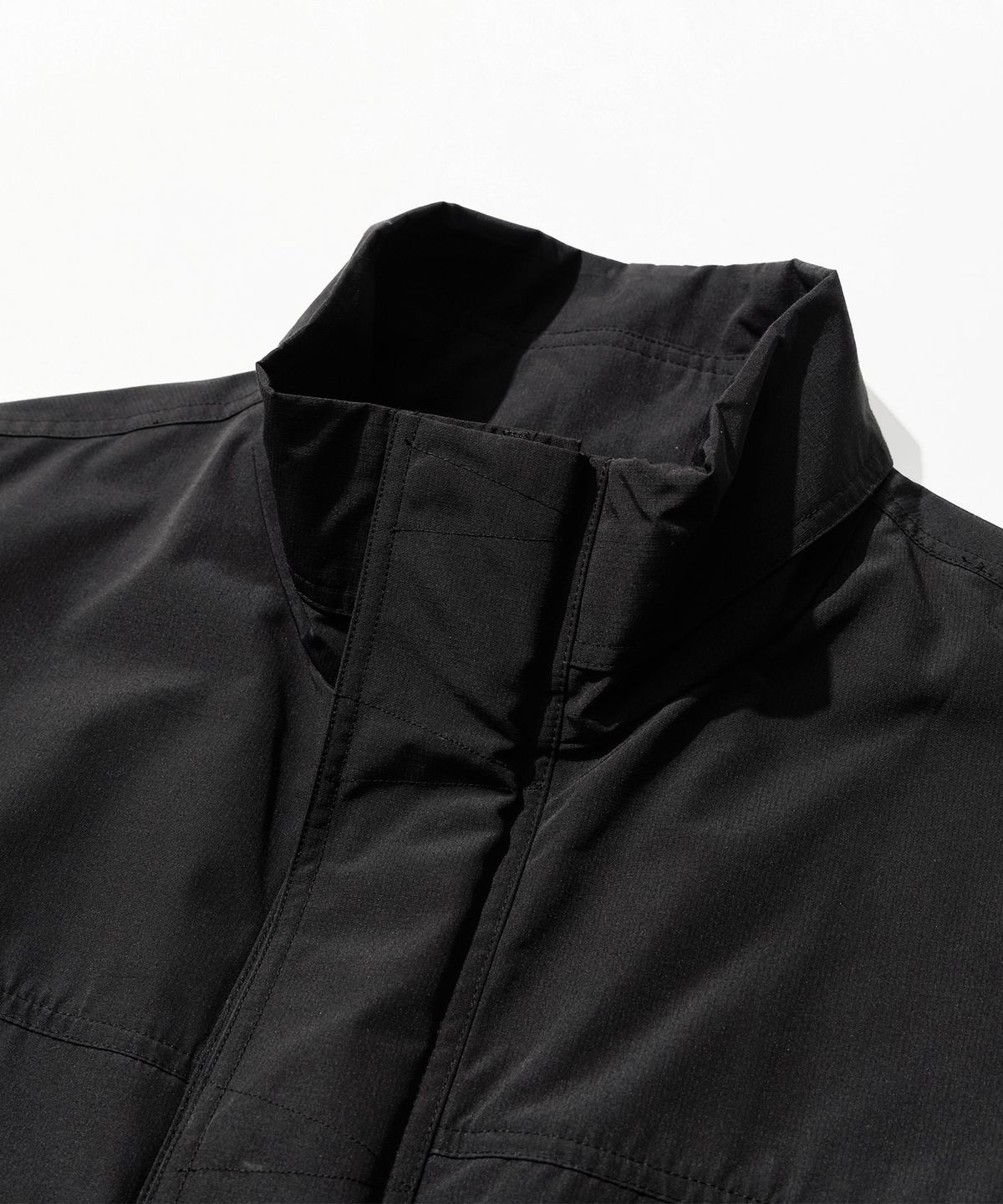 칼라파타르(KALAPATTHAR) Poly Cotton RIB Double Placket Long-Jacket - BLACK