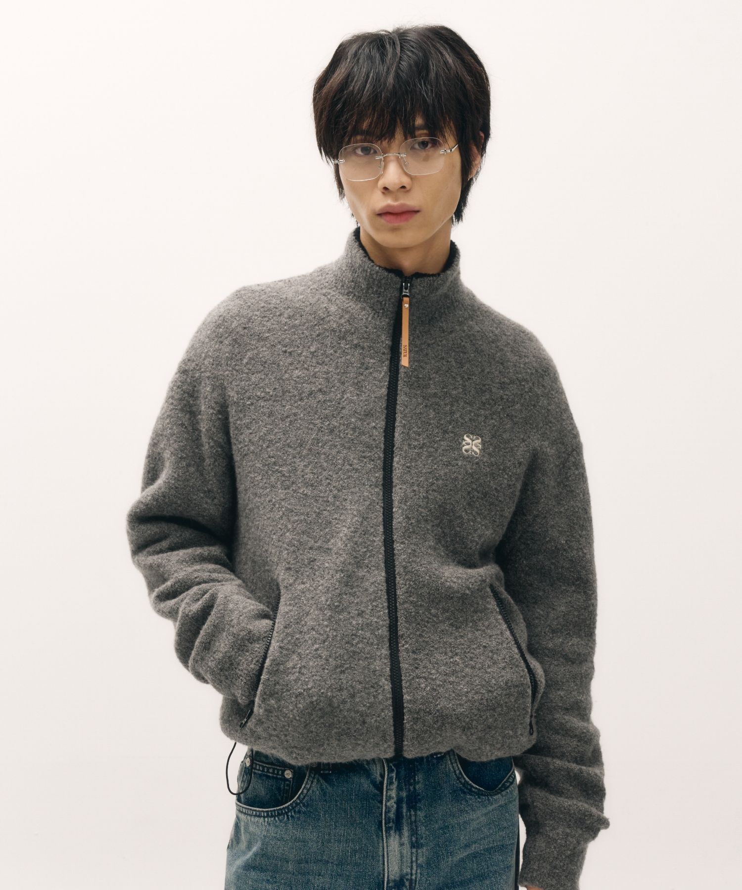 【SATUR】Fluffy Wool Fleece Knit Zip-up  R4951 MUSINSA | SATUR Fluffy Wool Fleece Knit Zip-Up Charcoal