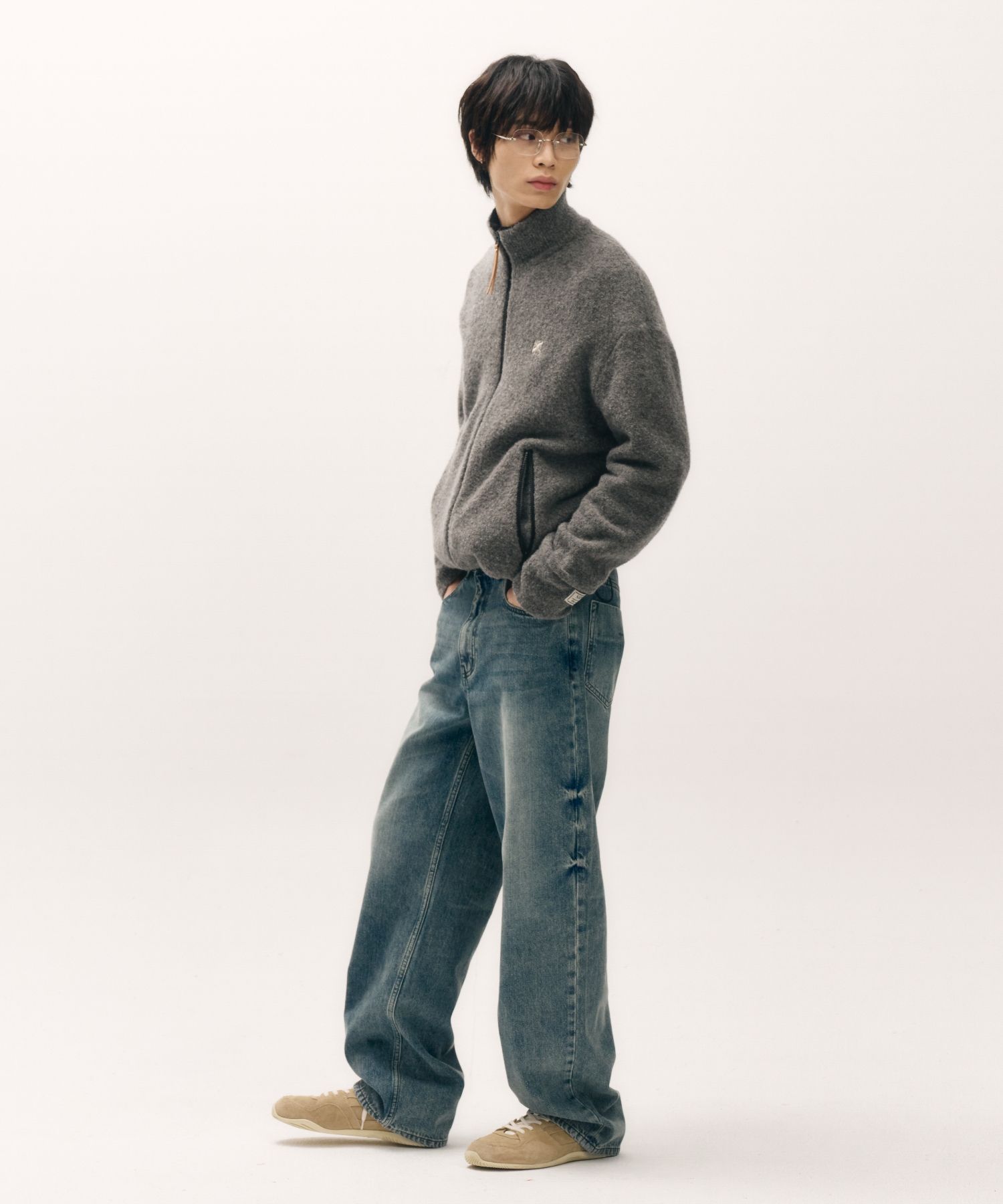 【SATUR】Fluffy Wool Fleece Knit Zip-up  R4951 MUSINSA | SATUR Fluffy Wool Fleece Knit Zip-Up Charcoal