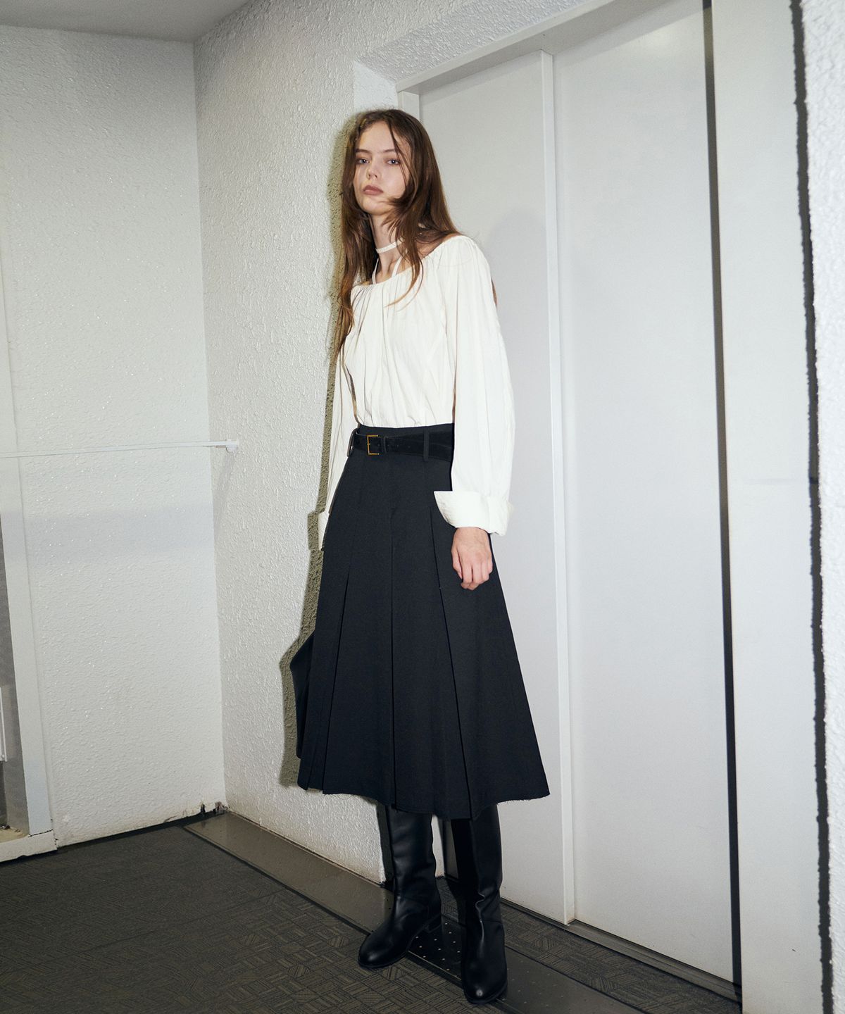 르네제이(RENEJ) Burn Pleated Long Skirt