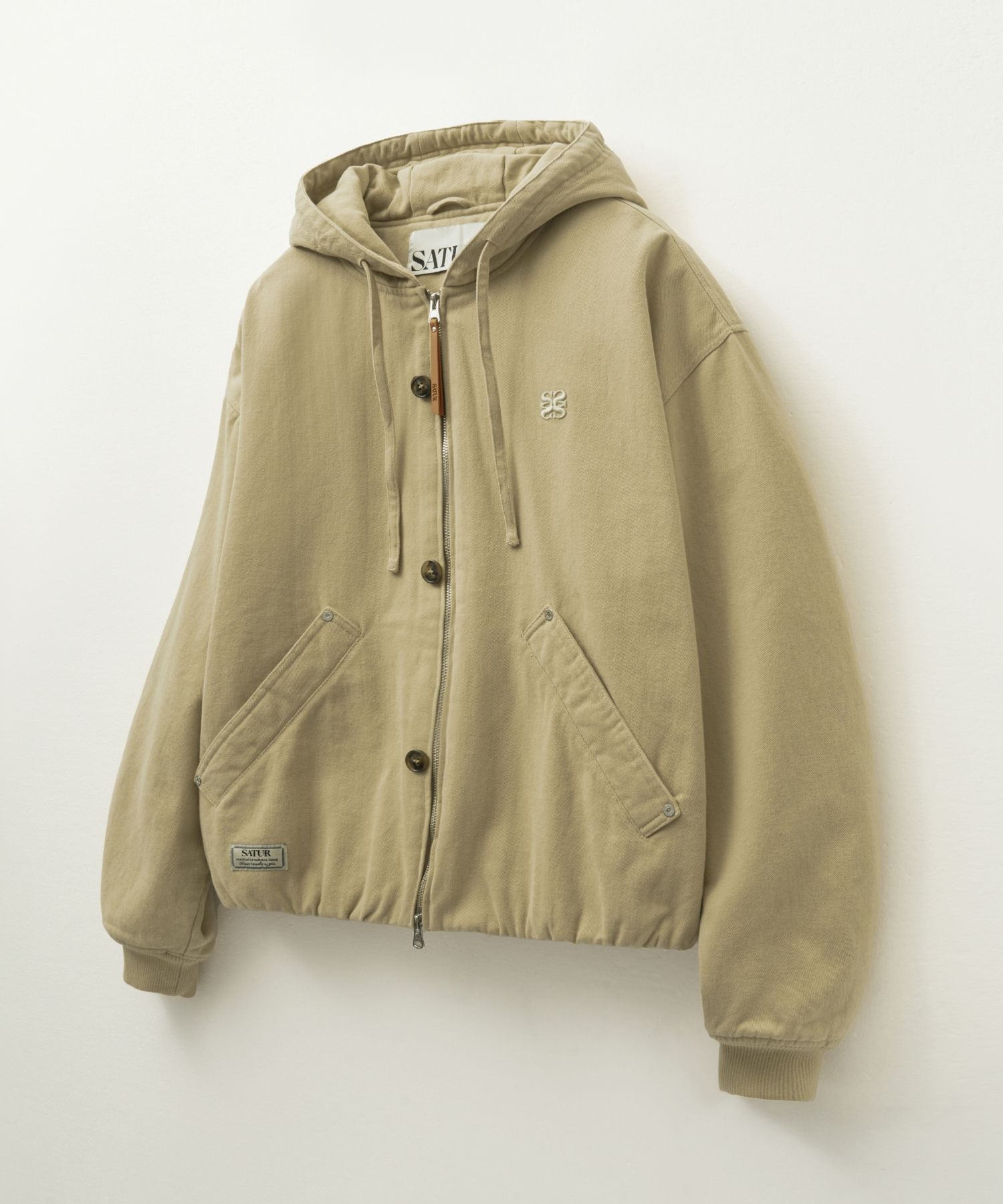◎SATUR◎ Theo padded hood zip-up sky blue SA243UJP02SB MUSINSA | SATUR Theo Padded Hood Zip-Up Beige