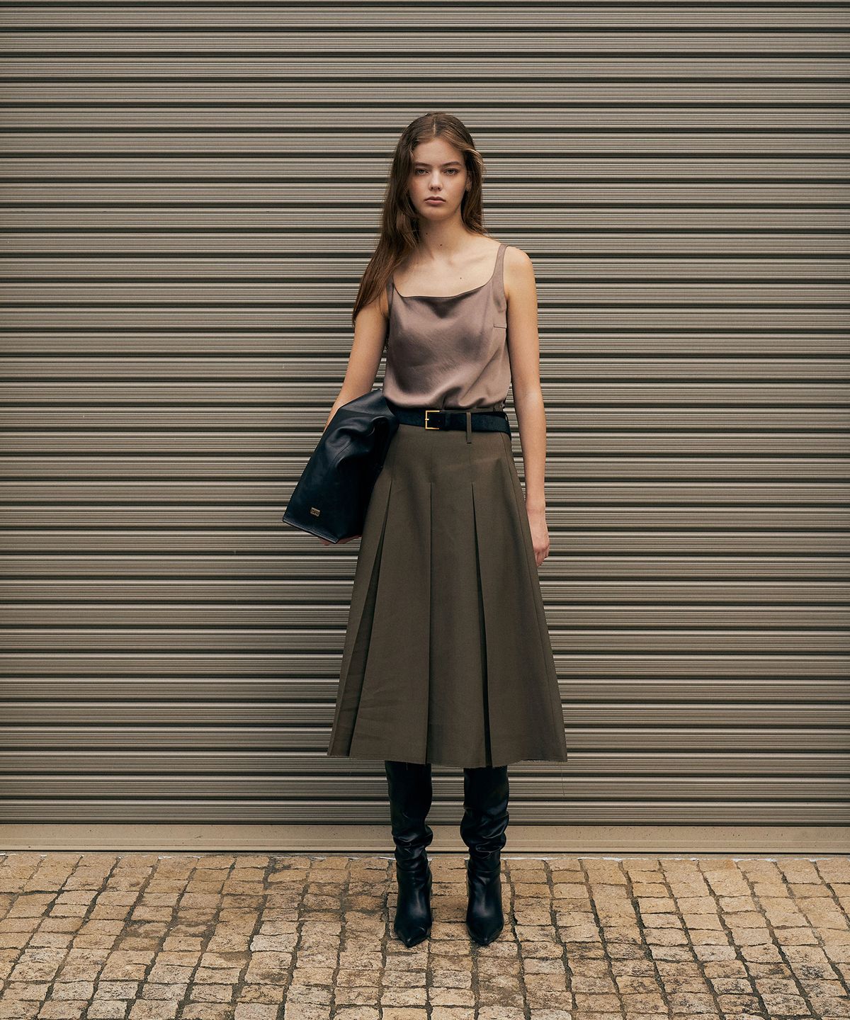 르네제이(RENEJ) Cowhide Slim Square Belt