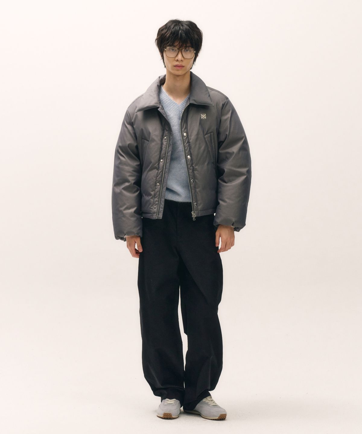 세터(SATUR) 레체 투 톤 덕 다운 패딩 글리터 그레이