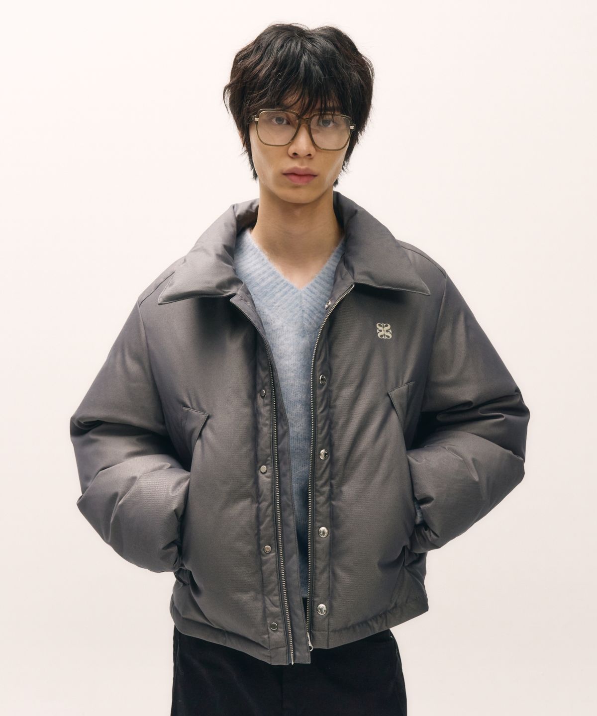 세터(SATUR) 레체 투 톤 덕 다운 패딩 글리터 그레이