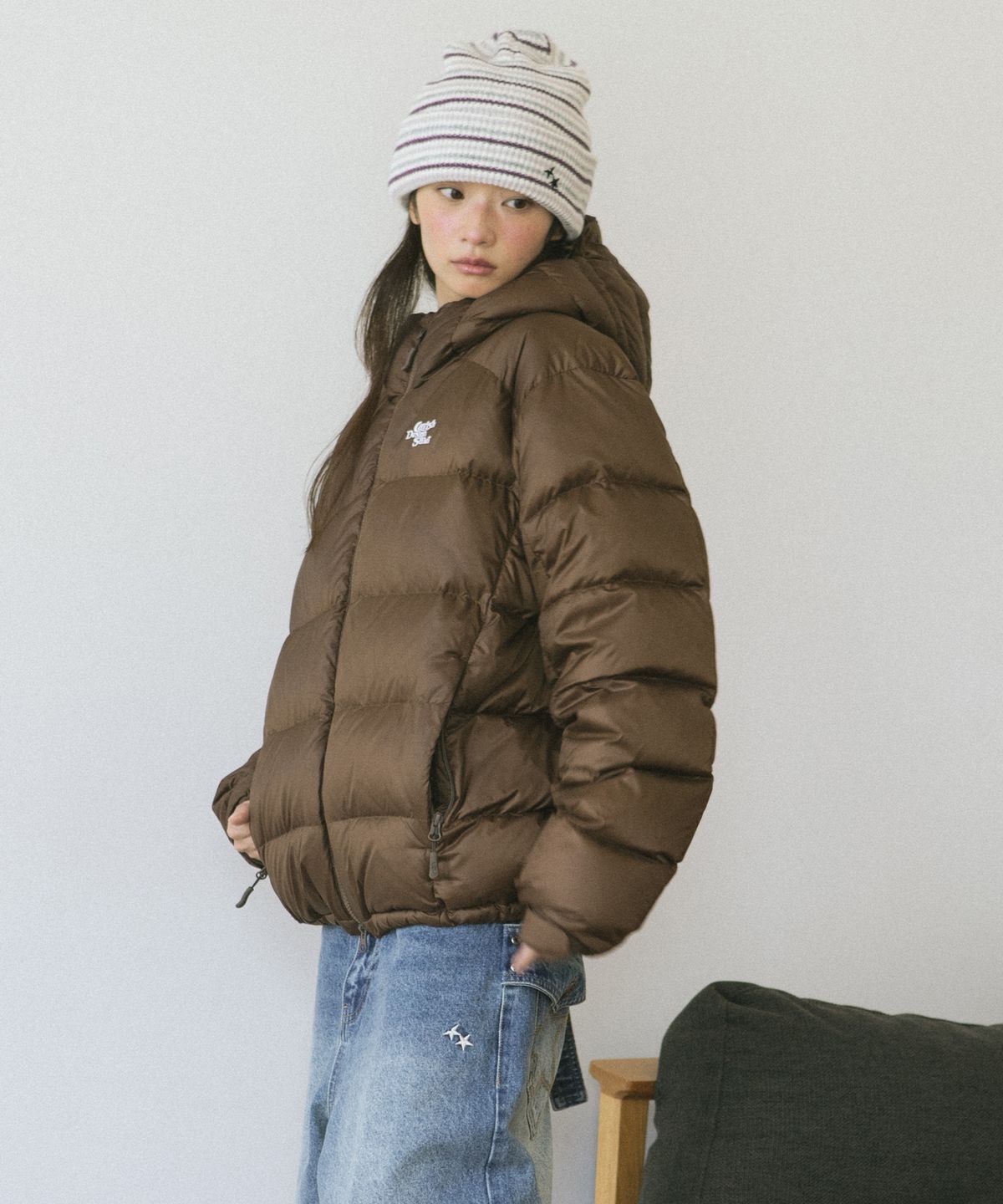 카비시(CAVISH) HOODED ALPINE DOWN JACKET BROWN(CV2EWUB900A)