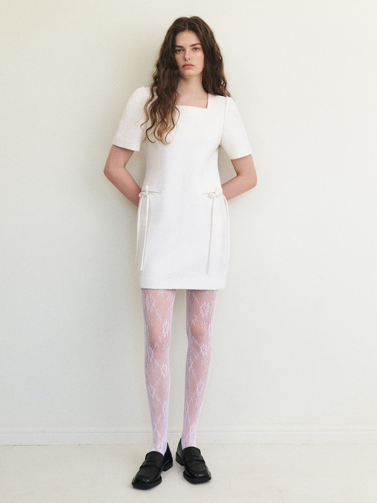 에트몽(ETMON) Strap Tweed Mini Dress, Ivory