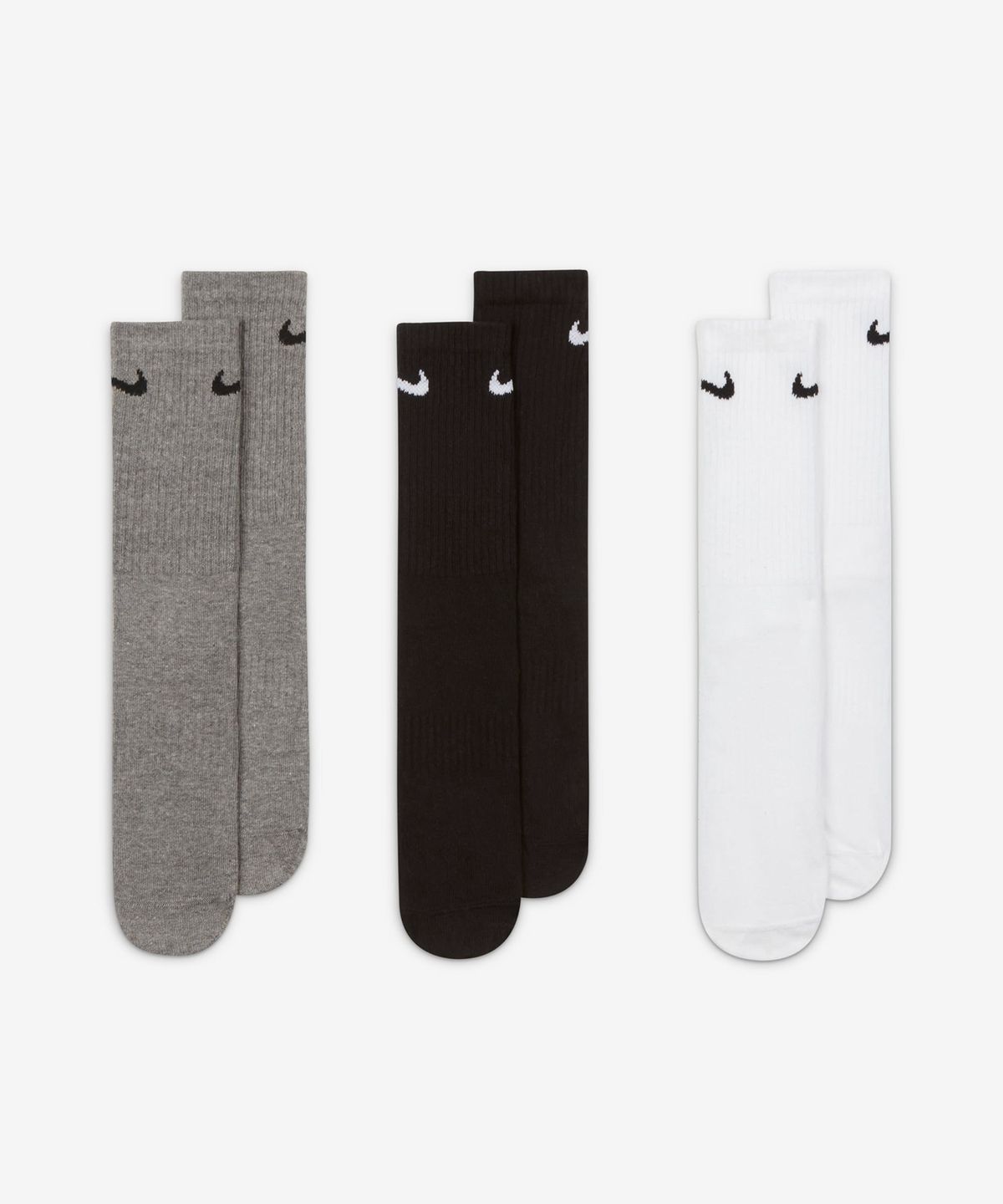 나이키(NIKE) 에브리데이 라이트웨이트 트레이닝 크루 삭스(3켤레) - 화이트:카본 헤더:블랙 / SX7676-964