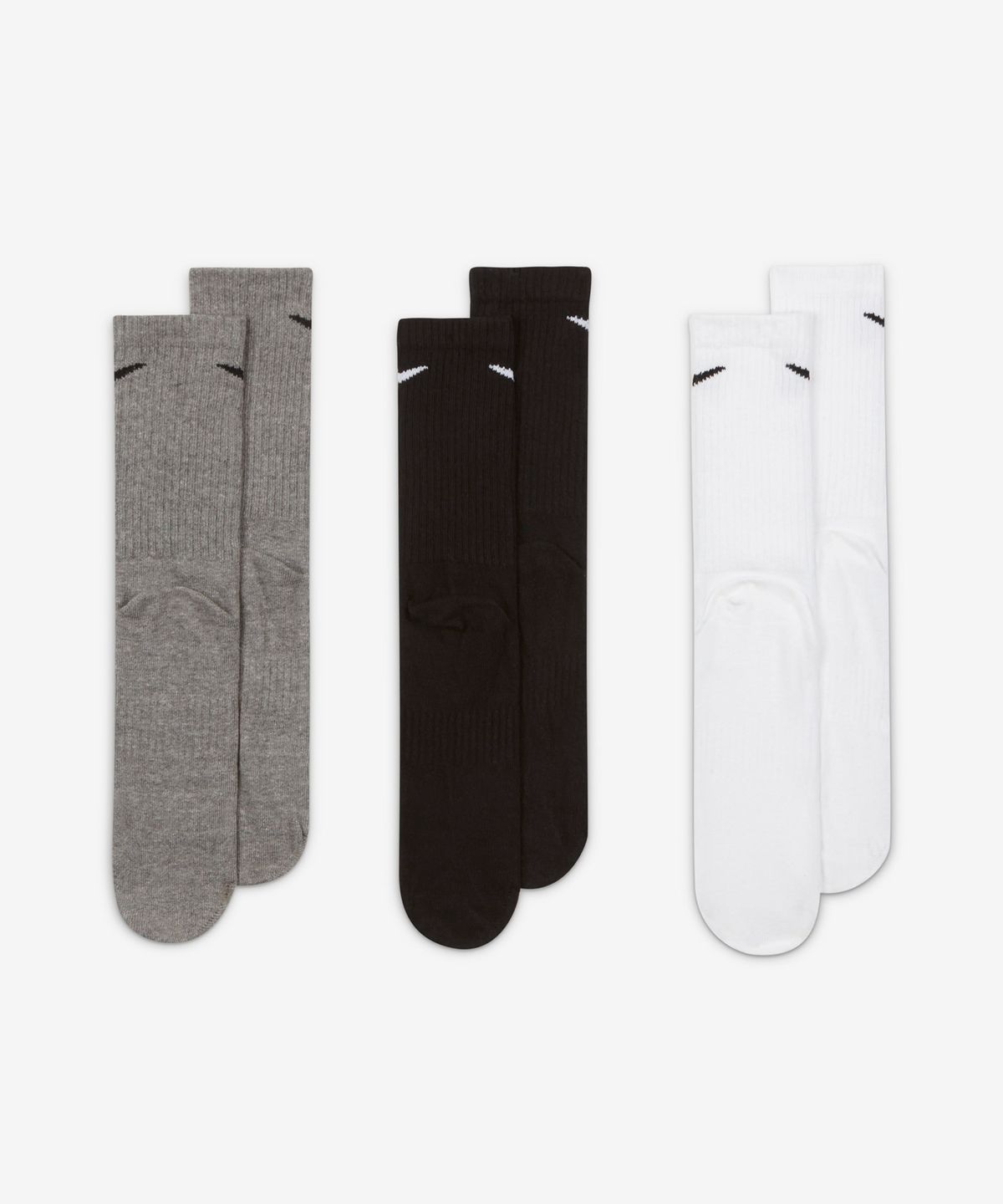 나이키(NIKE) 에브리데이 라이트웨이트 트레이닝 크루 삭스(3켤레) - 화이트:카본 헤더:블랙 / SX7676-964