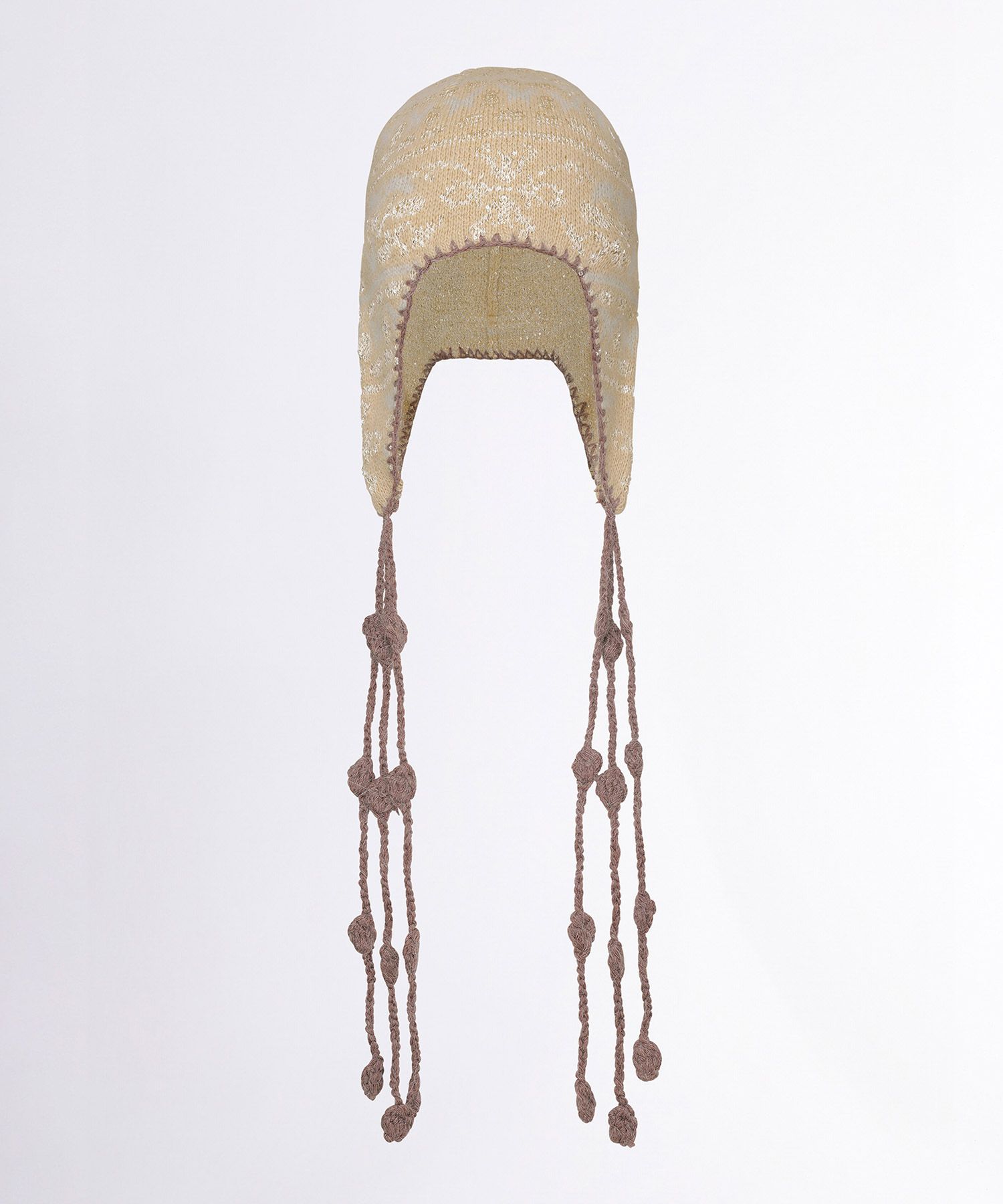 MUSINSA公式 | SCULPTOR Sequin Nordic Earflap Beanie Milk Tea