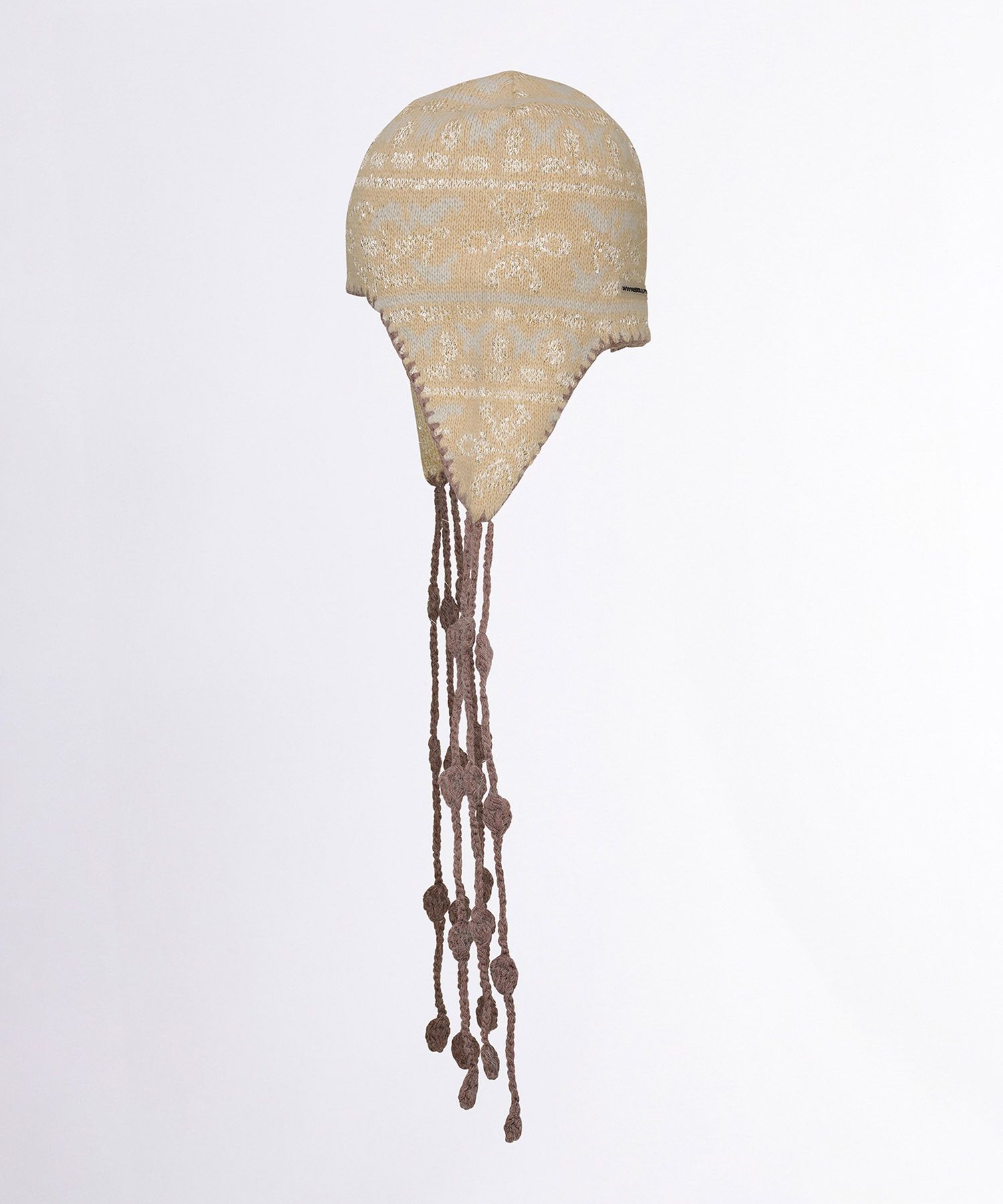 MUSINSA | SCULPTOR Sequin Nordic Earflap Beanie White