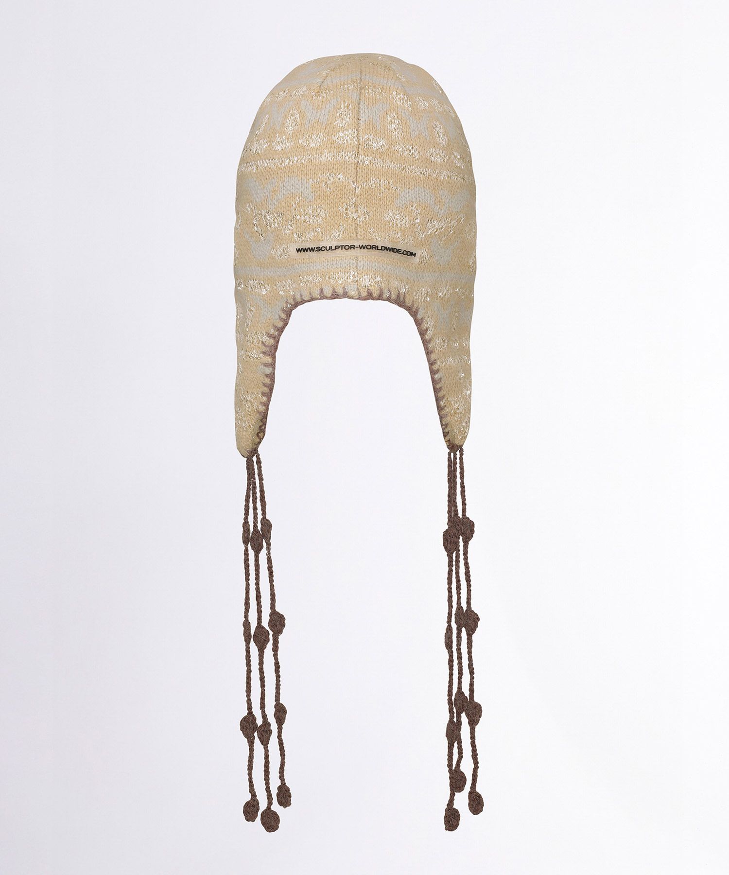MUSINSA | SCULPTOR Sequin Nordic Earflap Beanie Milk Tea