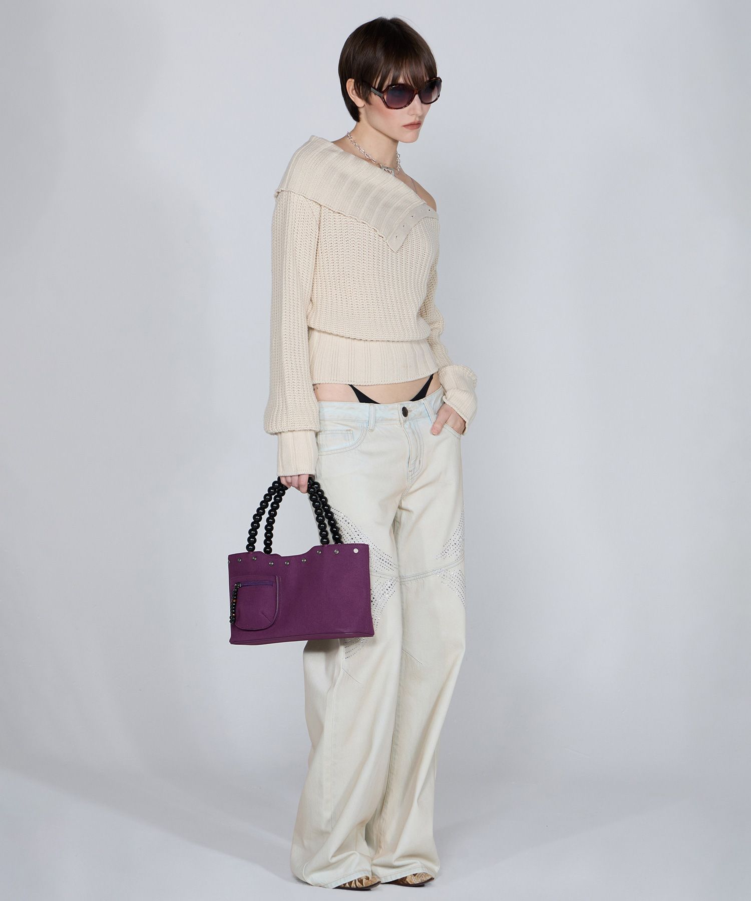 ★SCULPTOR★ Zen Wood Beads Bag Deep Purple SC24A506PU MUSINSA | SCULPTOR Zen Wood Beads Bag Deep Purple