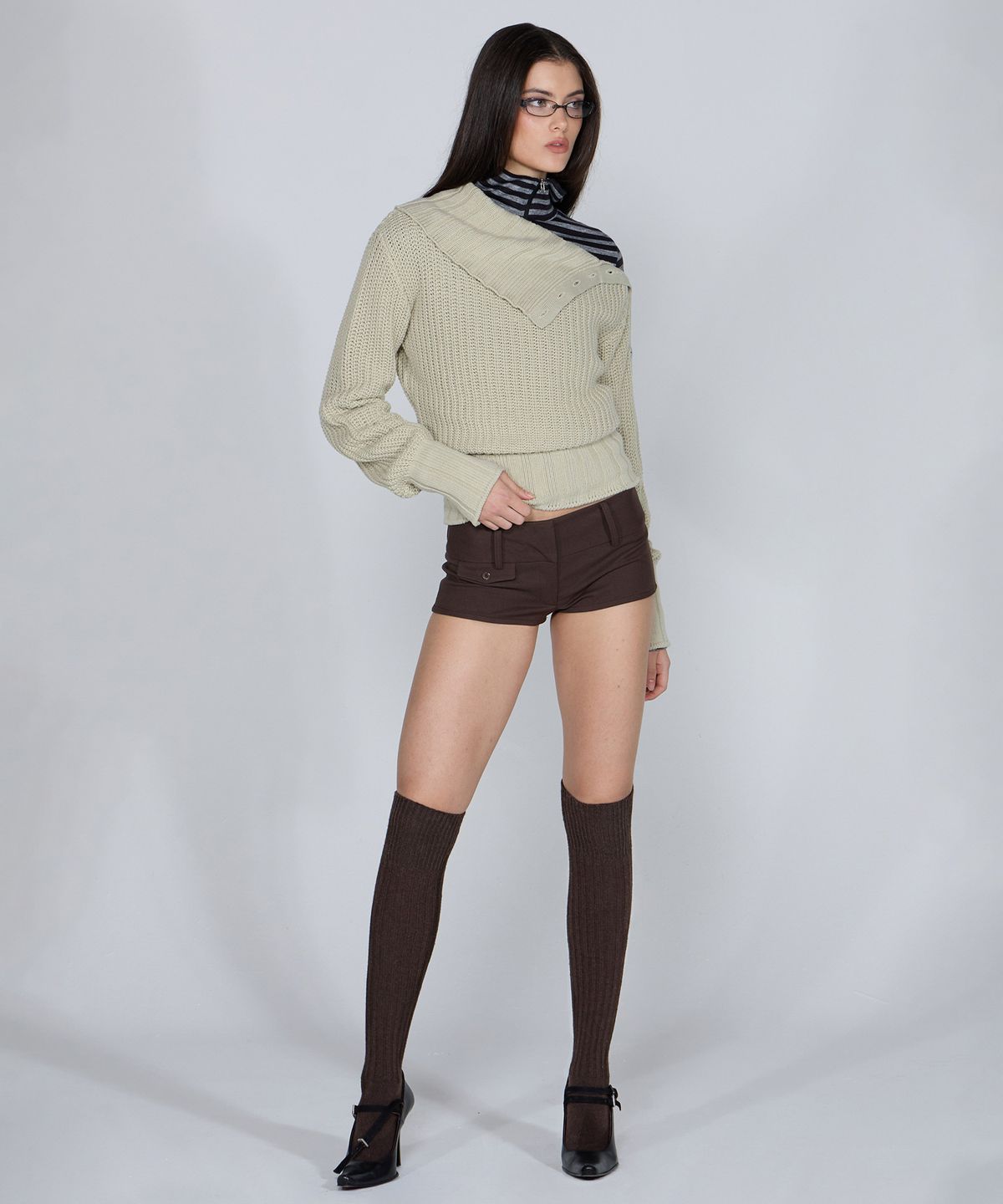 스컬프터(SCULPTOR) Tailored Micro Shorts Brown