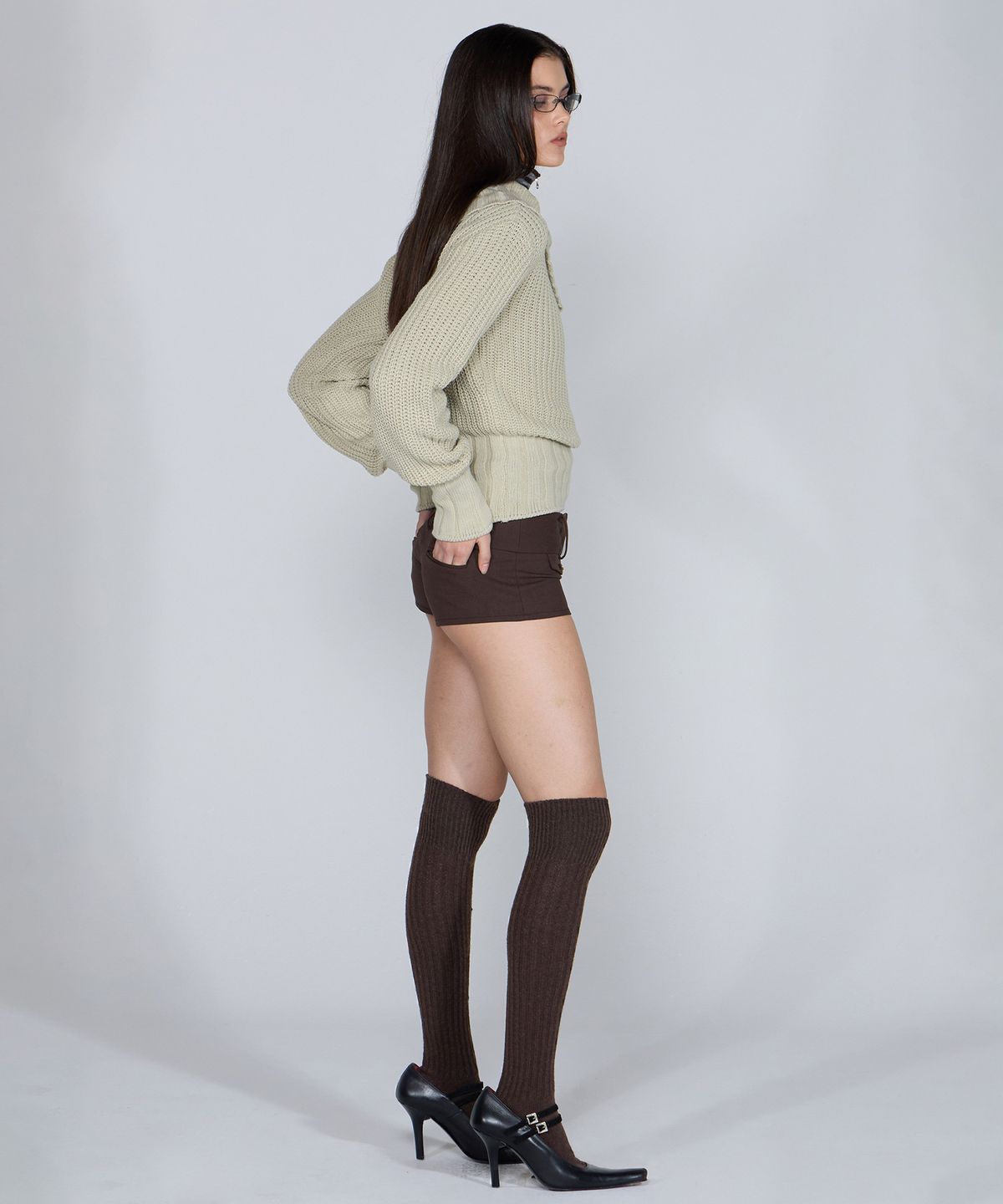 스컬프터(SCULPTOR) Tailored Micro Shorts Brown