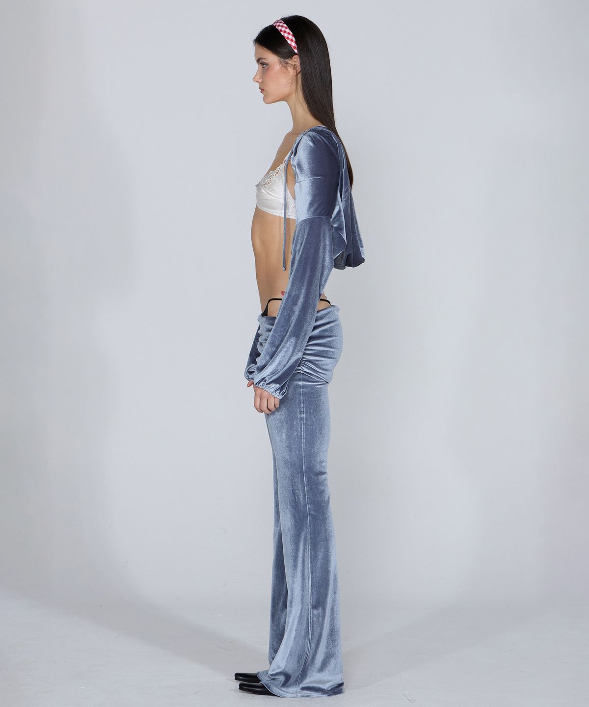 스컬프터(SCULPTOR) Velvet Shirring Lowrise Pants Gray
