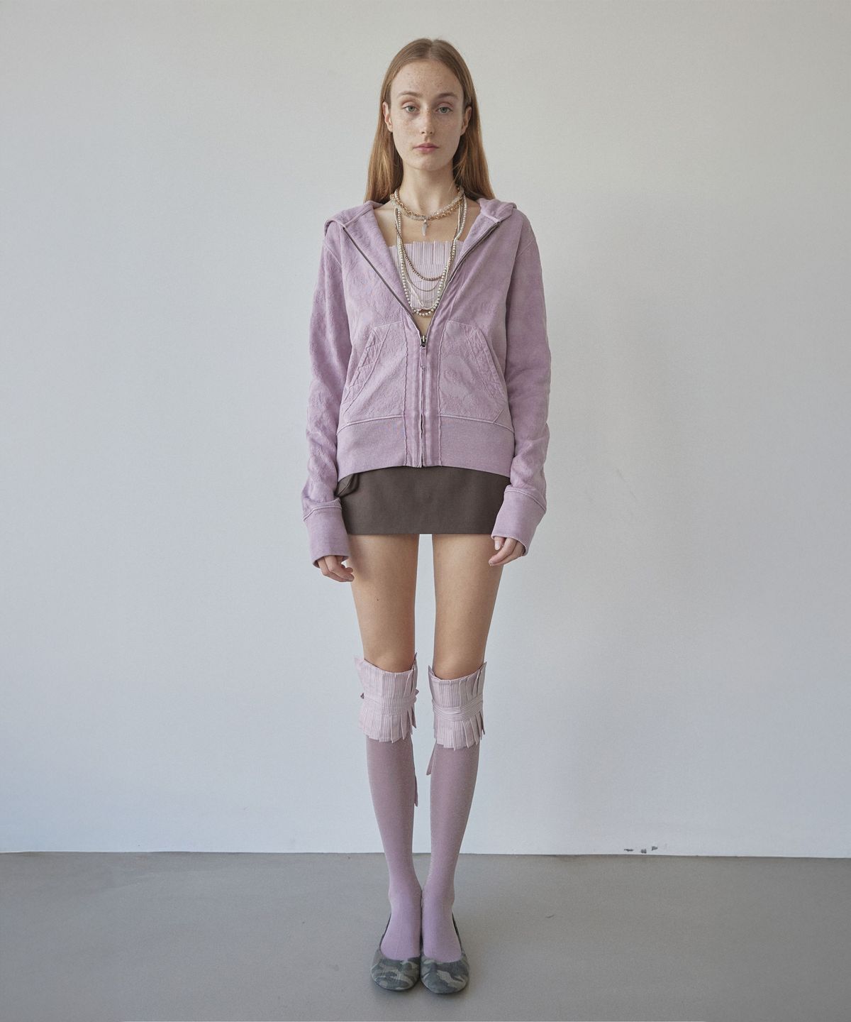 스컬프터(SCULPTOR) Jacquard Hoodie Zip-Up Dusty Pink