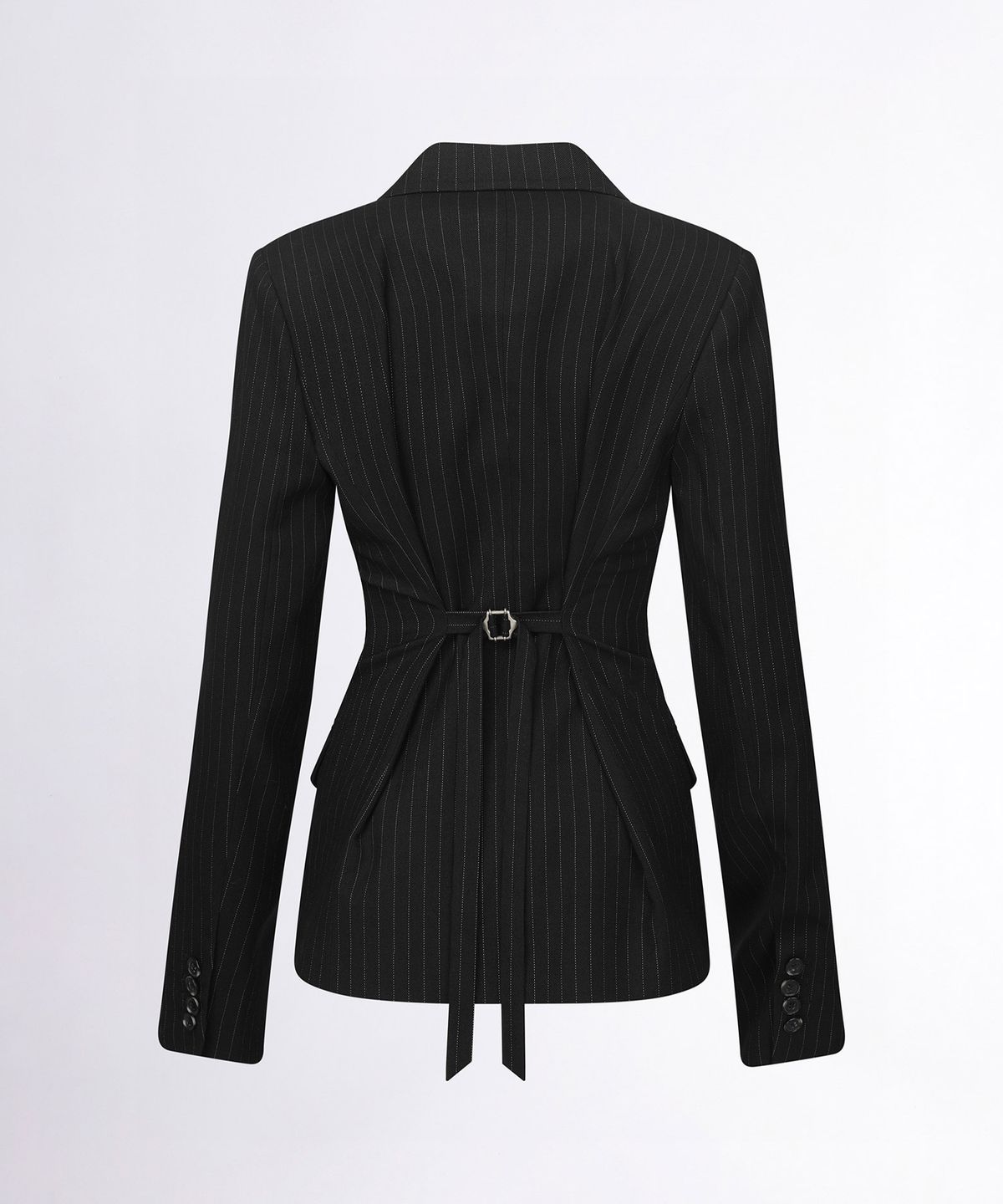 스컬프터(SCULPTOR) Tailored Belted Blazer Black Pin Stripe