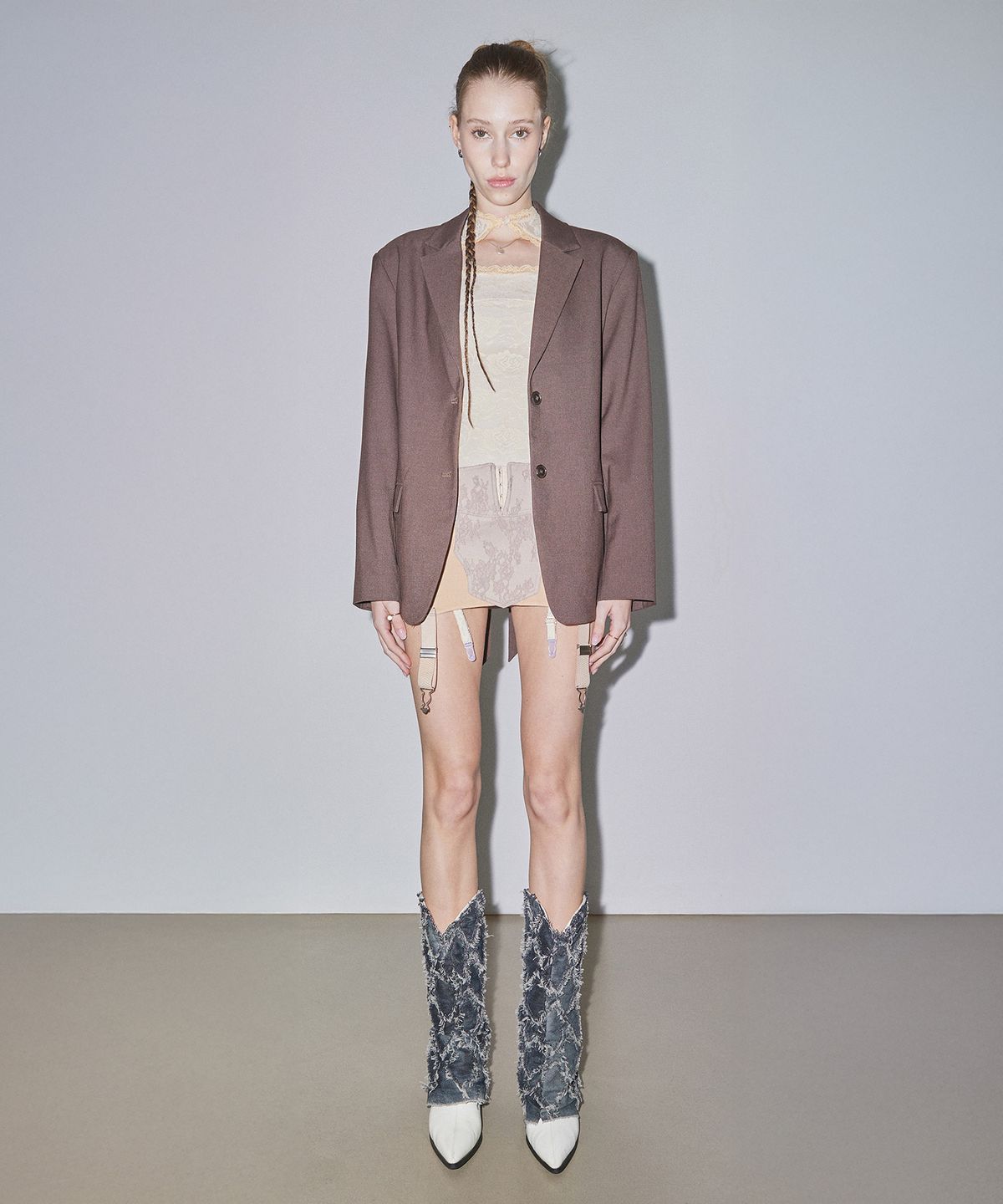 스컬프터(SCULPTOR) Tailored Belted Blazer Brown