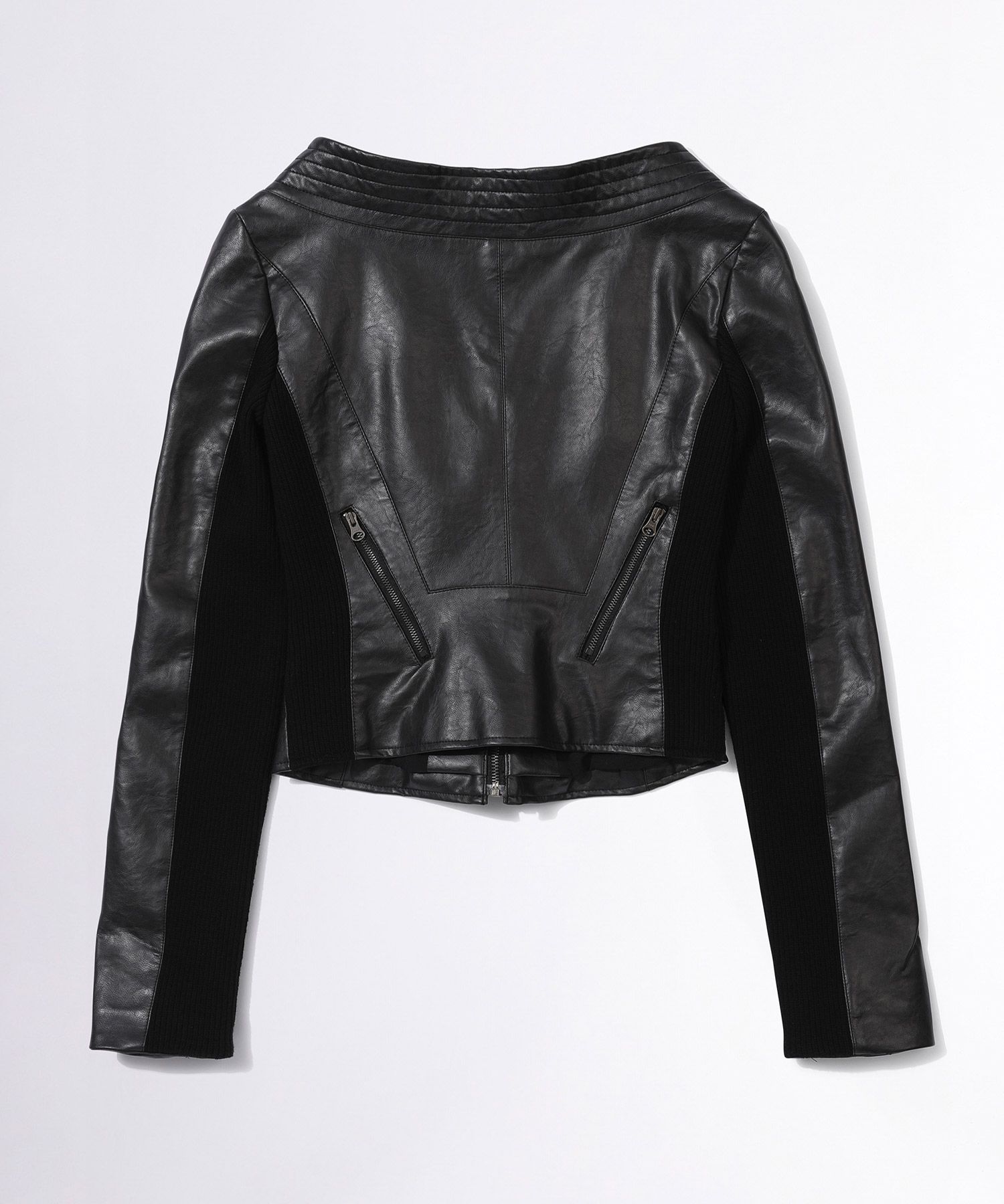 ★SCULPTOR★ Portrait Neck Faux Leather Jacket Black SC24A10 MUSINSA | SCULPTOR Portrait Neck Faux Leather Jacket Black