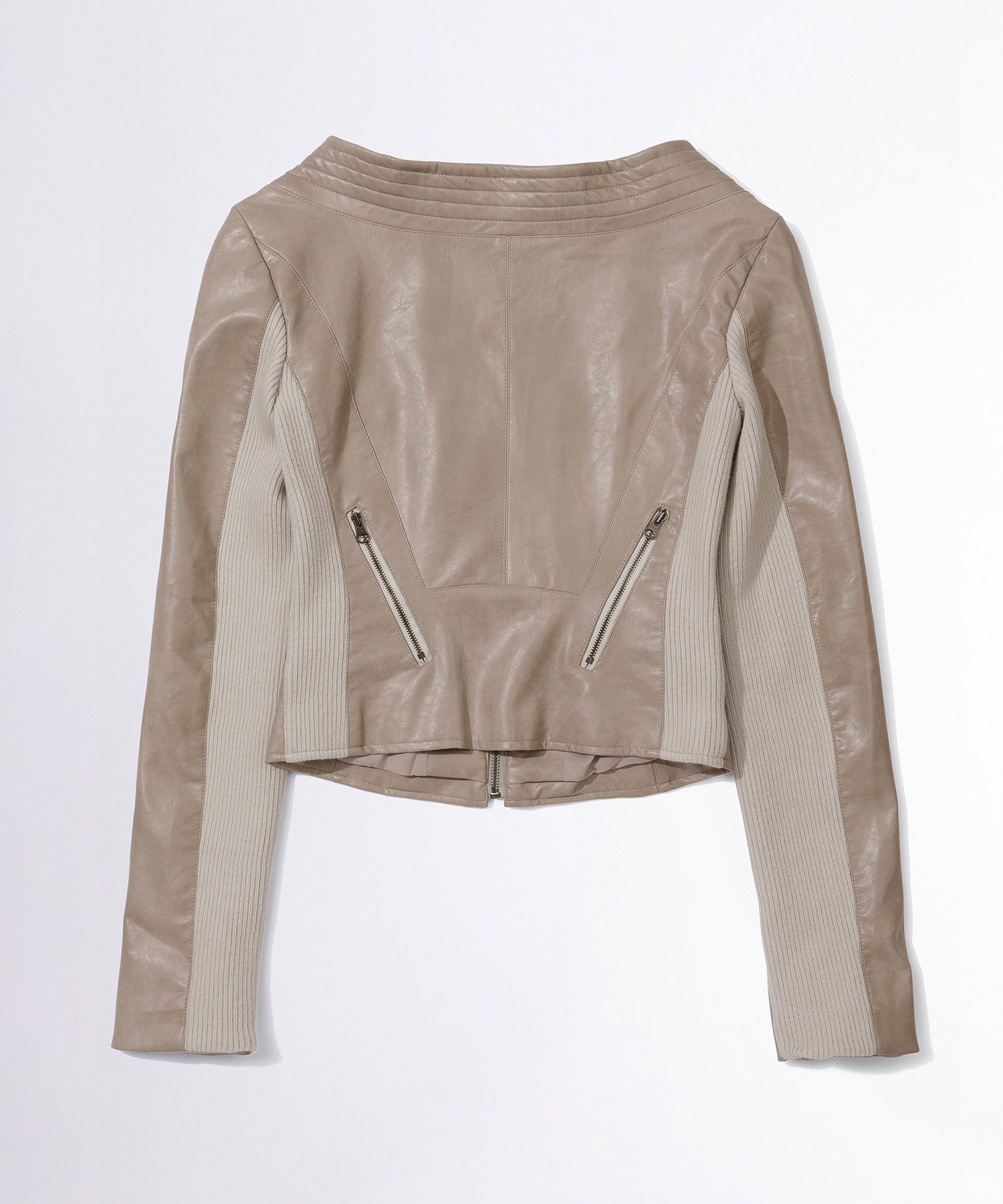 【SCULPTOR】Portrait Neck Faux Leather Jacket Taupe MUSINSA公式 | SCULPTOR Portrait Neck Faux Leather Jacket Taupe