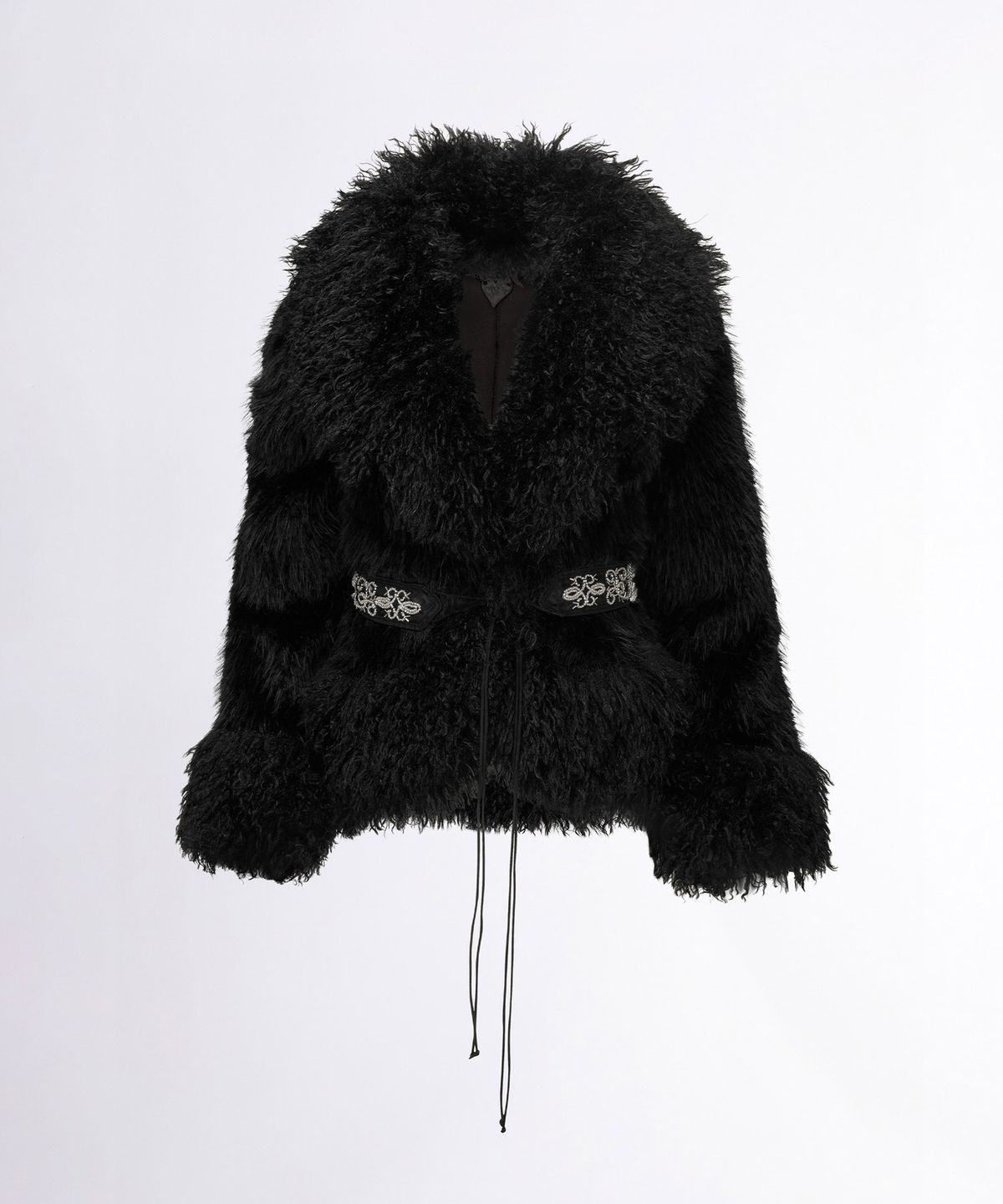 스컬프터(SCULPTOR) Beaded Faux Fur Robe Black