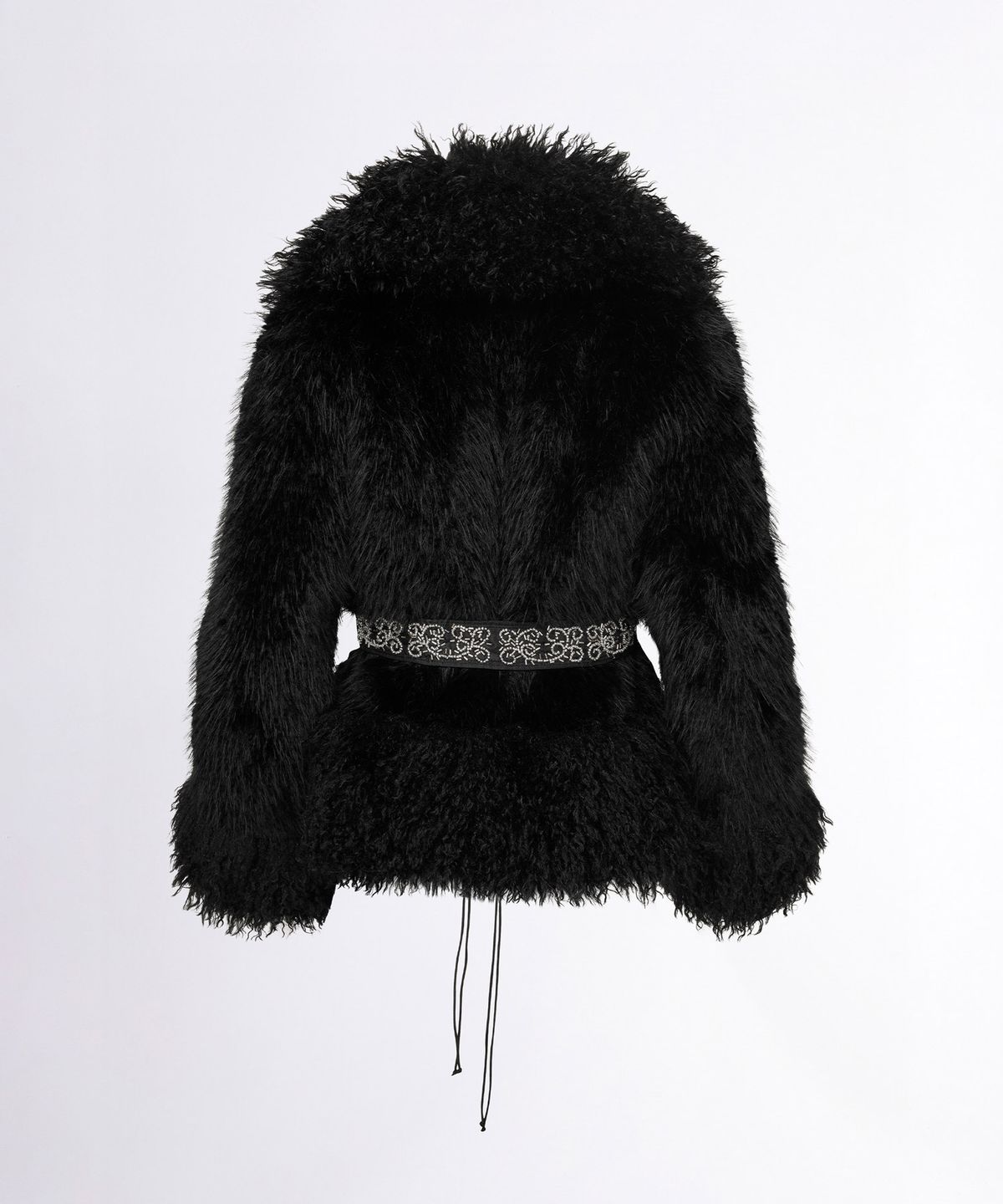 스컬프터(SCULPTOR) Beaded Faux Fur Robe Black