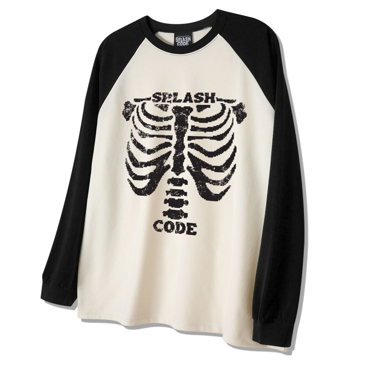 스플래시코드(SPLASHCODE) 래글런 롱슬리브 크림 - 스켈레톤(Skeleton)