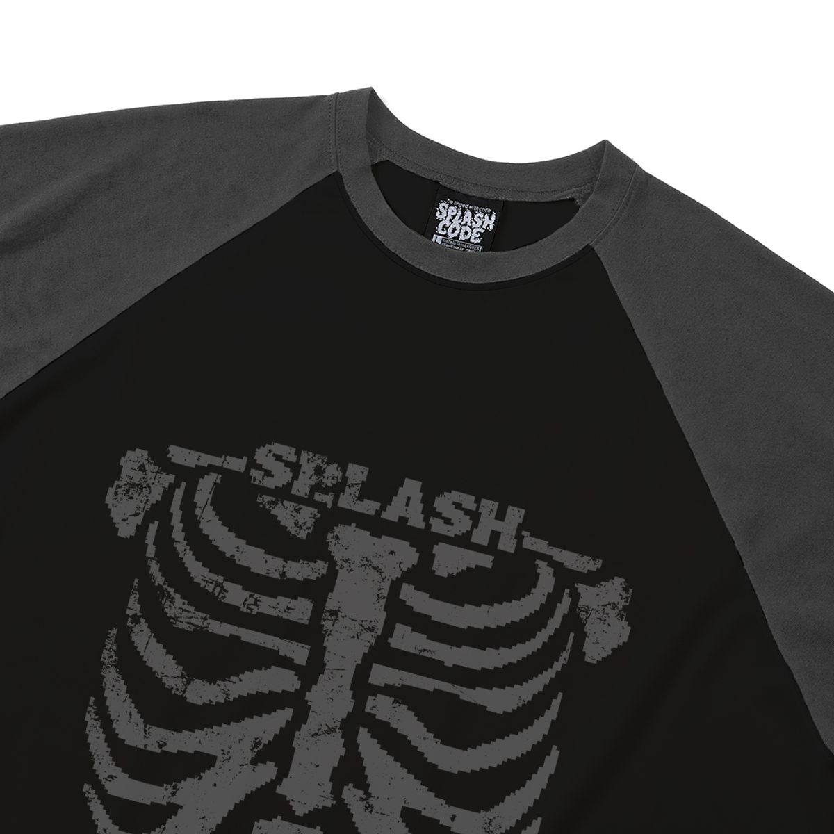 스플래시코드(SPLASHCODE) 래글런 롱슬리브 블랙 - 스켈레톤(Skeleton)