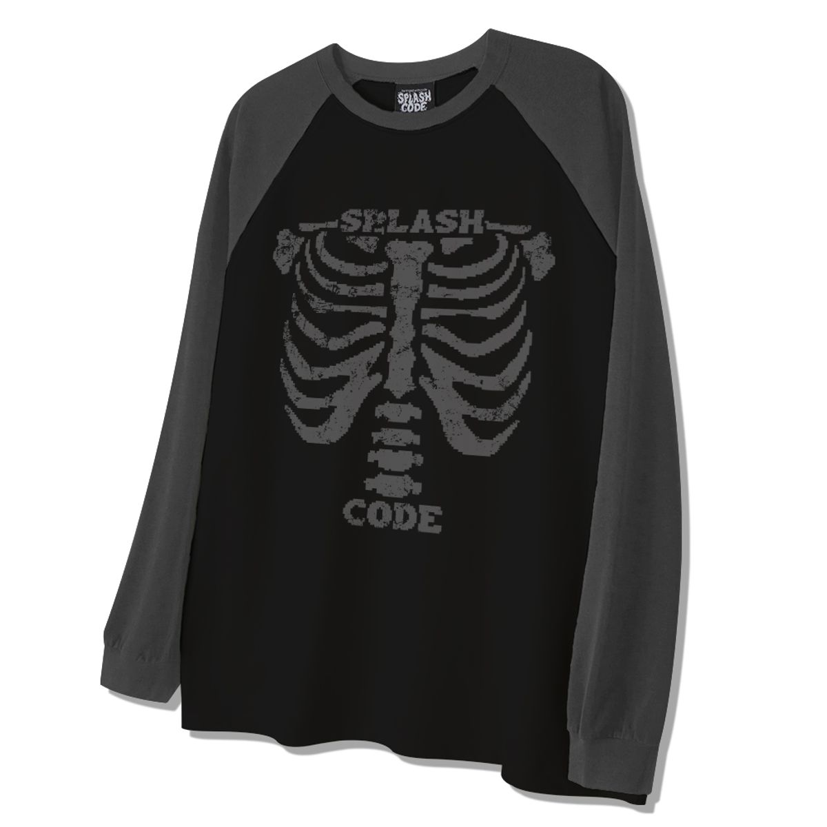 스플래시코드(SPLASHCODE) 래글런 롱슬리브 블랙 - 스켈레톤(Skeleton)