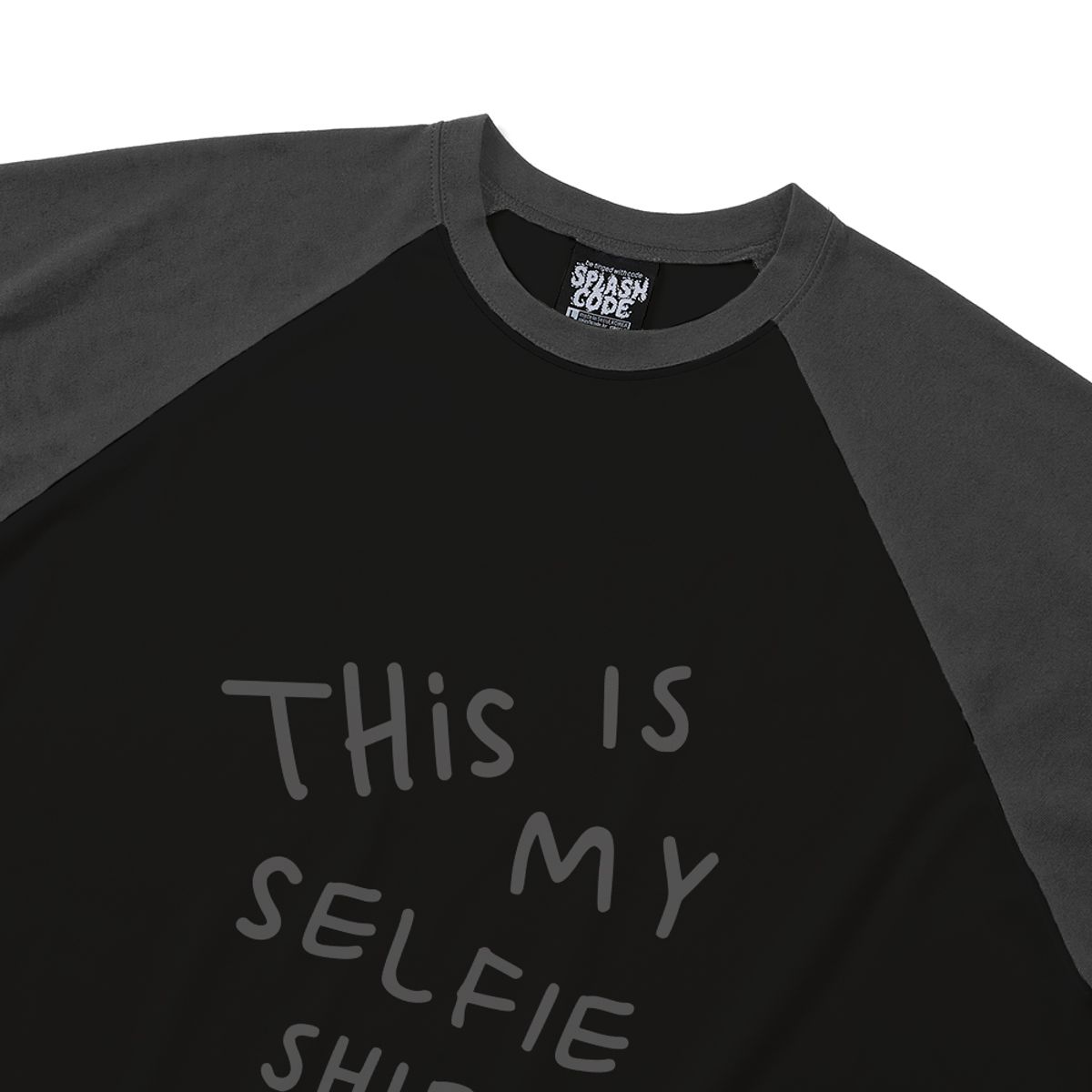 스플래시코드(SPLASHCODE) 래글런 롱슬리브 블랙 - 셀피 셔츠 두들(Selfie Shirt Doddle)