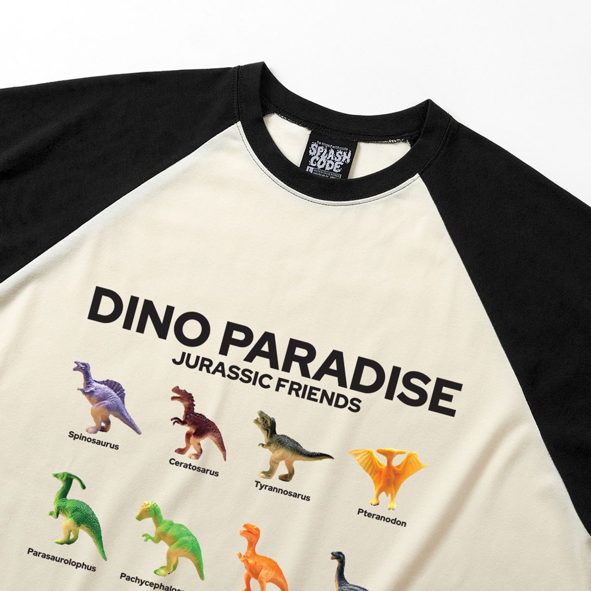 스플래시코드(SPLASHCODE) 래글런 롱슬리브 크림 - 디노 파라다이스(Dino Paradise)