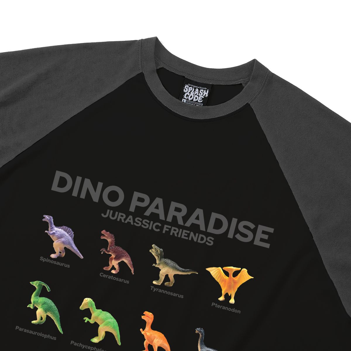 스플래시코드(SPLASHCODE) 래글런 롱슬리브 블랙 - 디노 파라다이스(Dino Paradise)