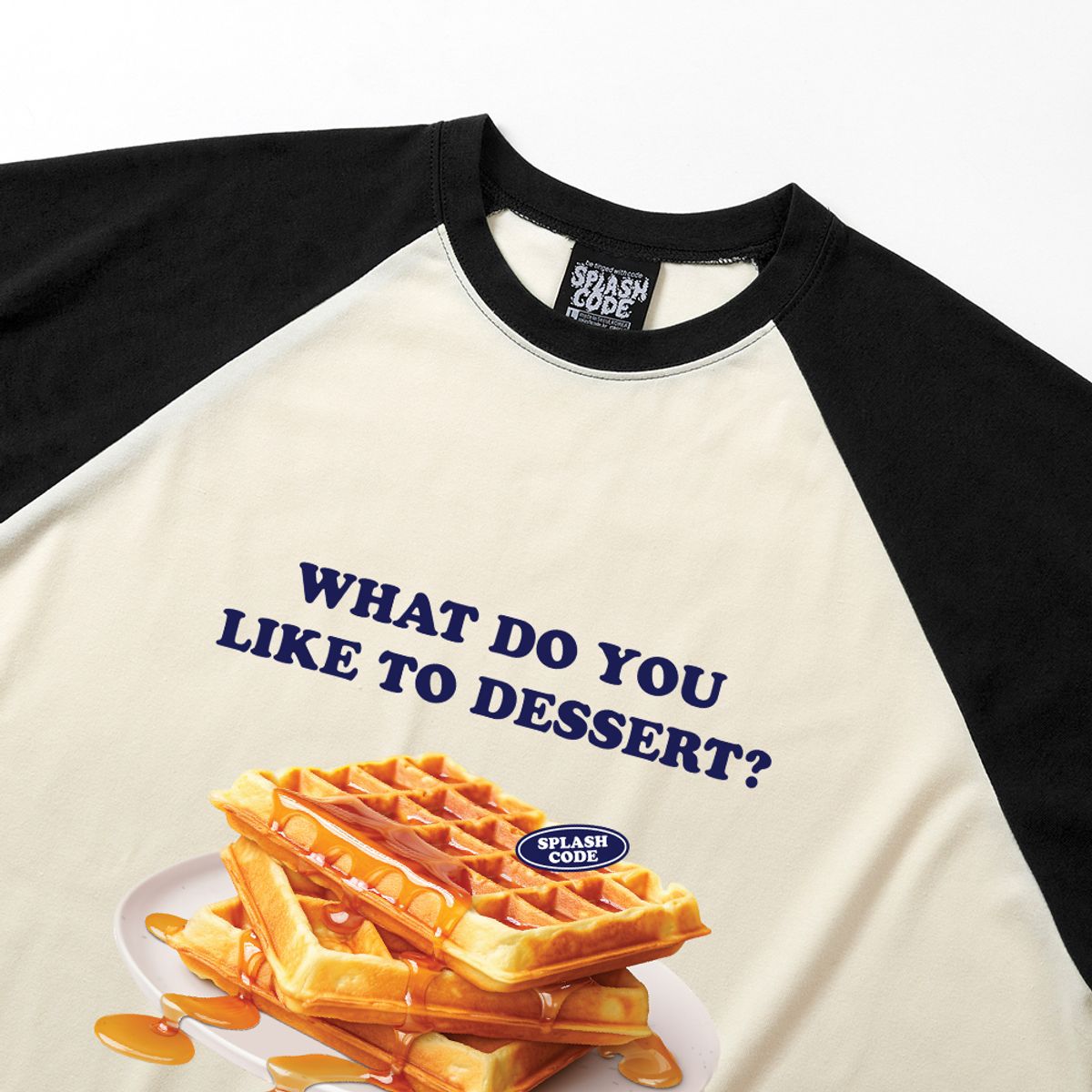 스플래시코드(SPLASHCODE) 래글런 롱슬리브 크림 - 디저트 와플(Dessert Waffle)