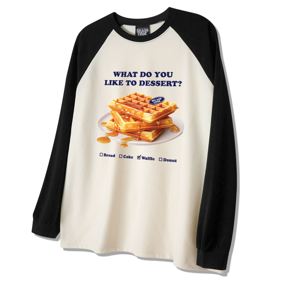 스플래시코드(SPLASHCODE) 래글런 롱슬리브 크림 - 디저트 와플(Dessert Waffle)