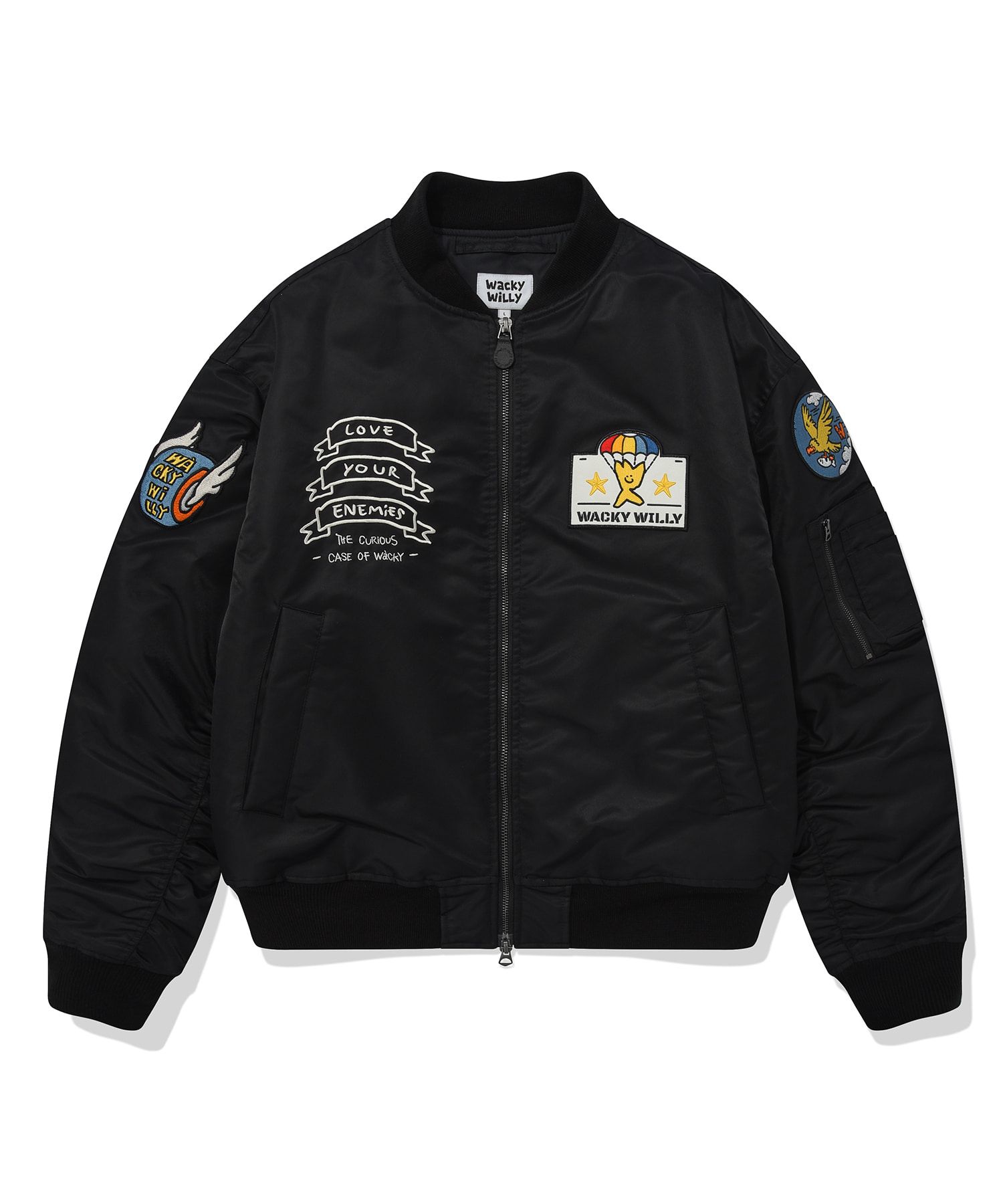 MUSINSA | WACKY WILLY Patchwork MA-1 Black